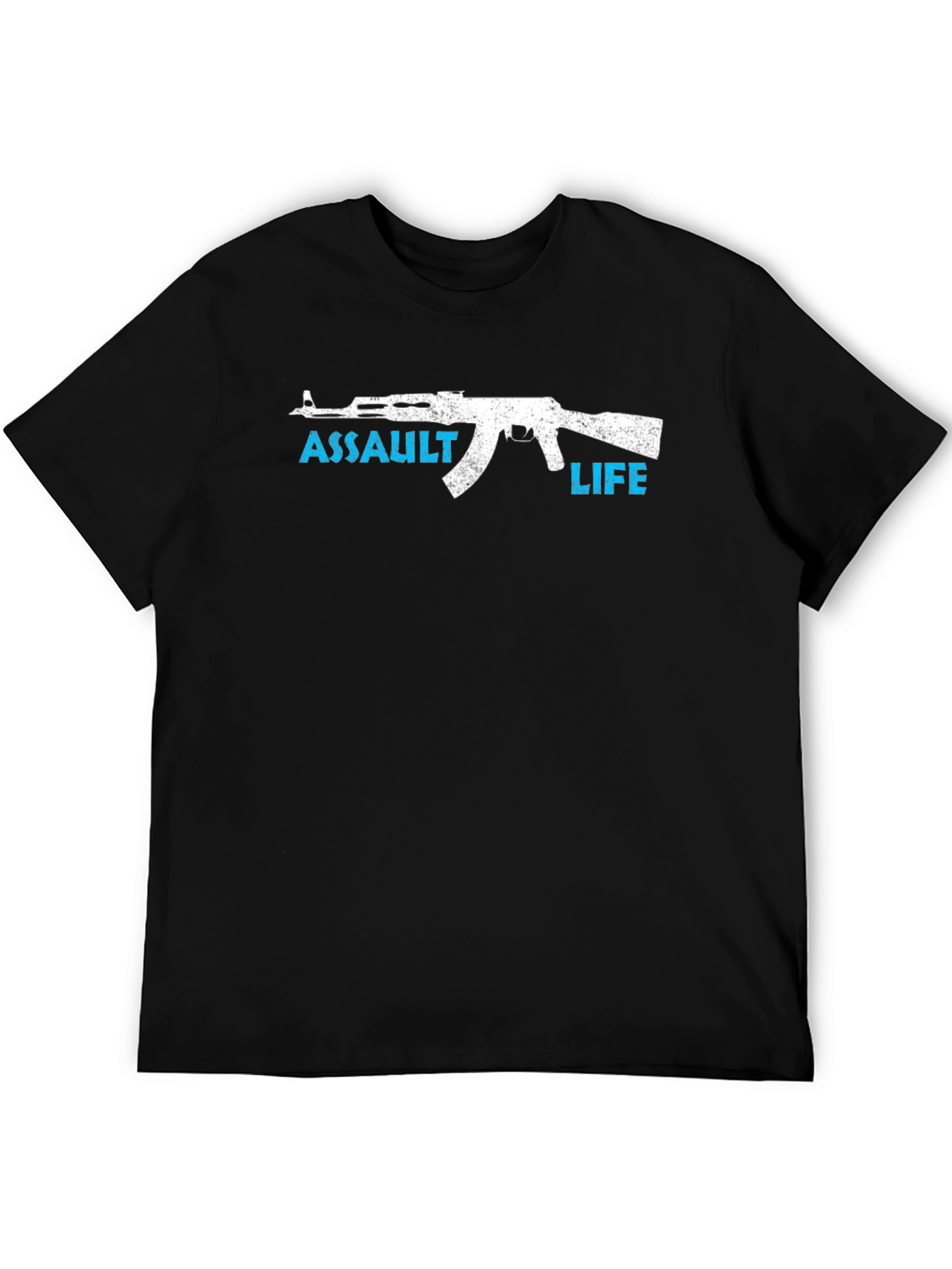 Assault Life Graphic Tee - Gun Design Black T-Shirt