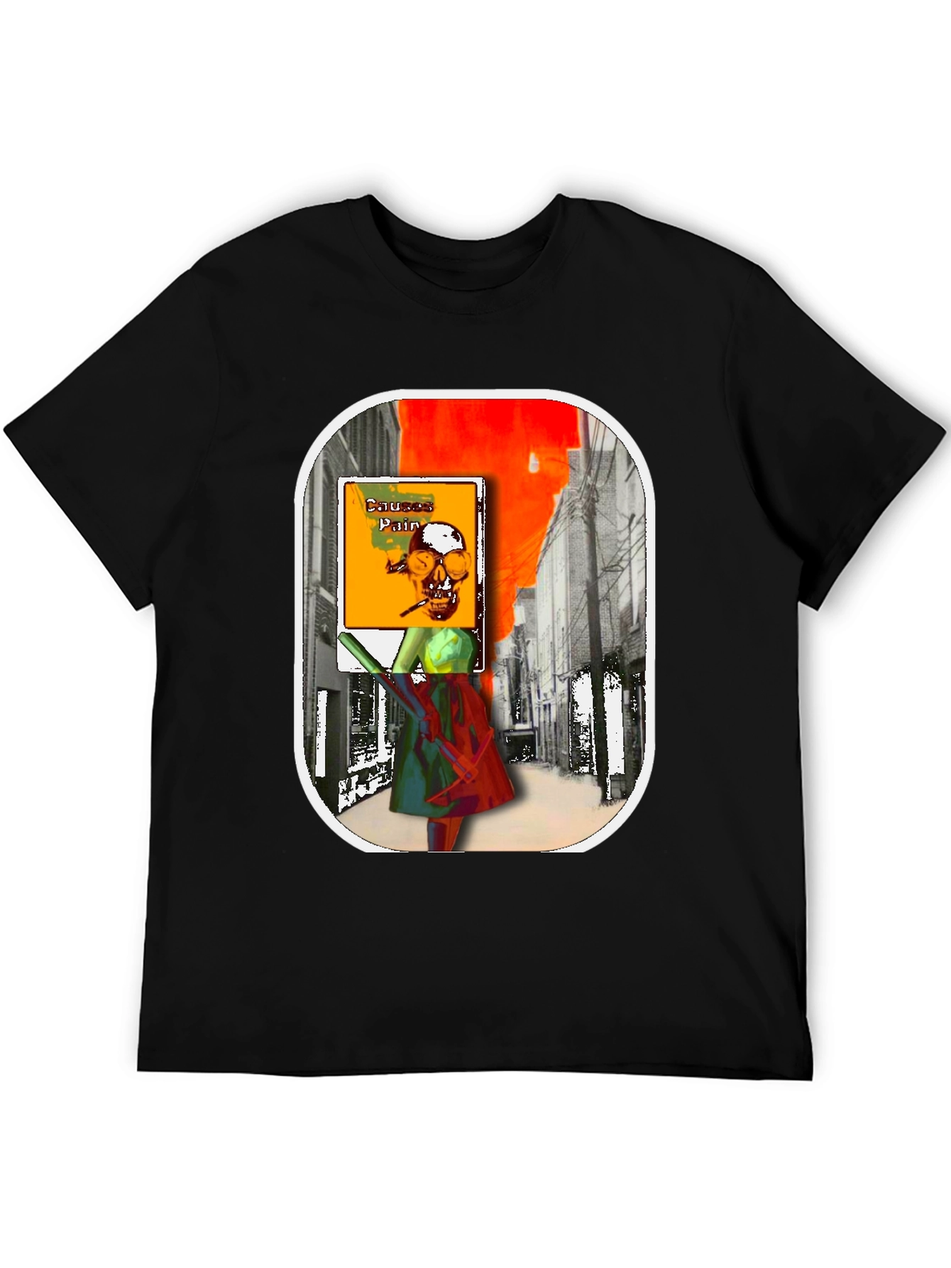 Causes Pain Graphic Tee - Unique Art Design