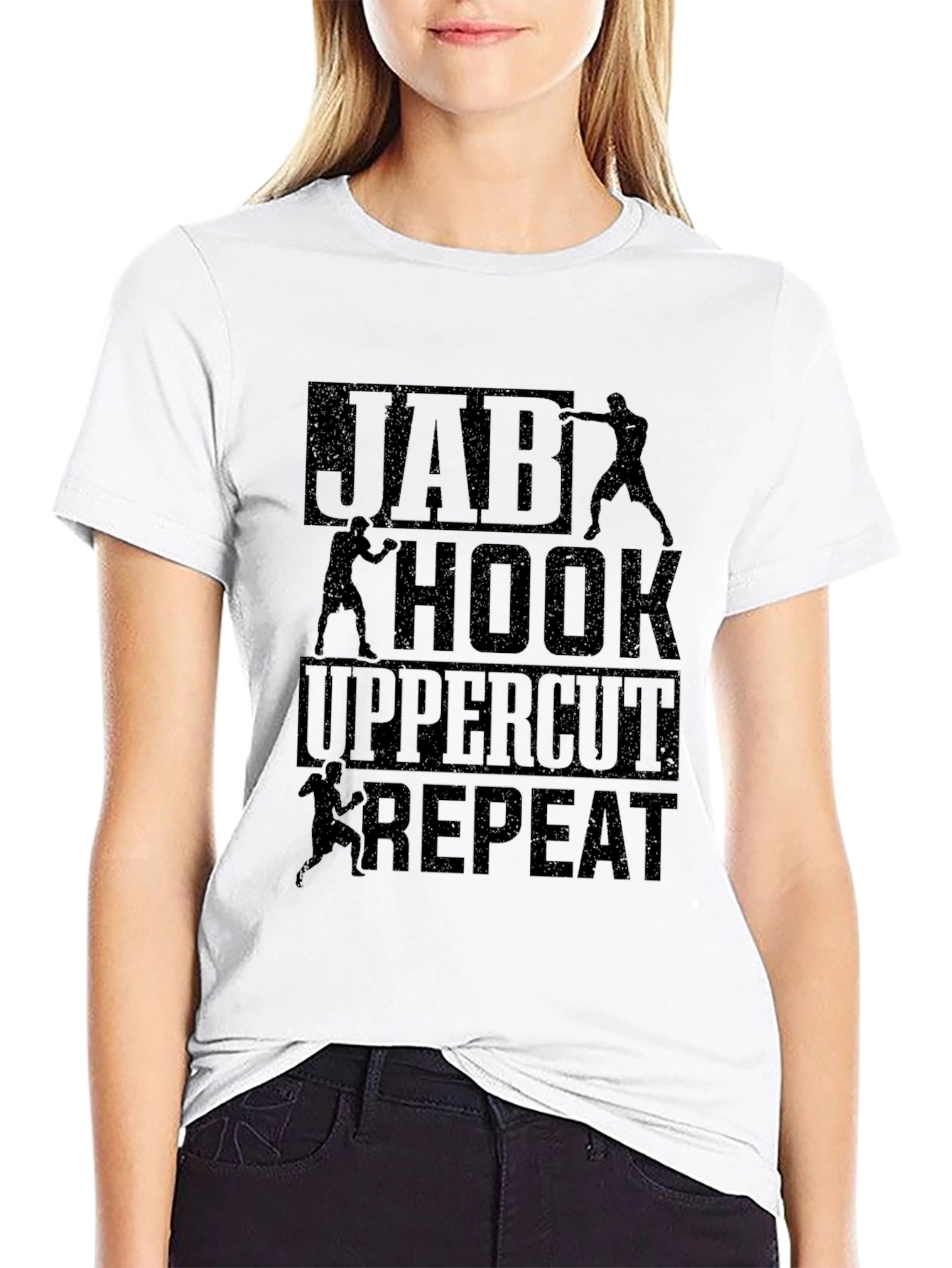 Jab Hook Uppercut Repeat Black T-Shirt