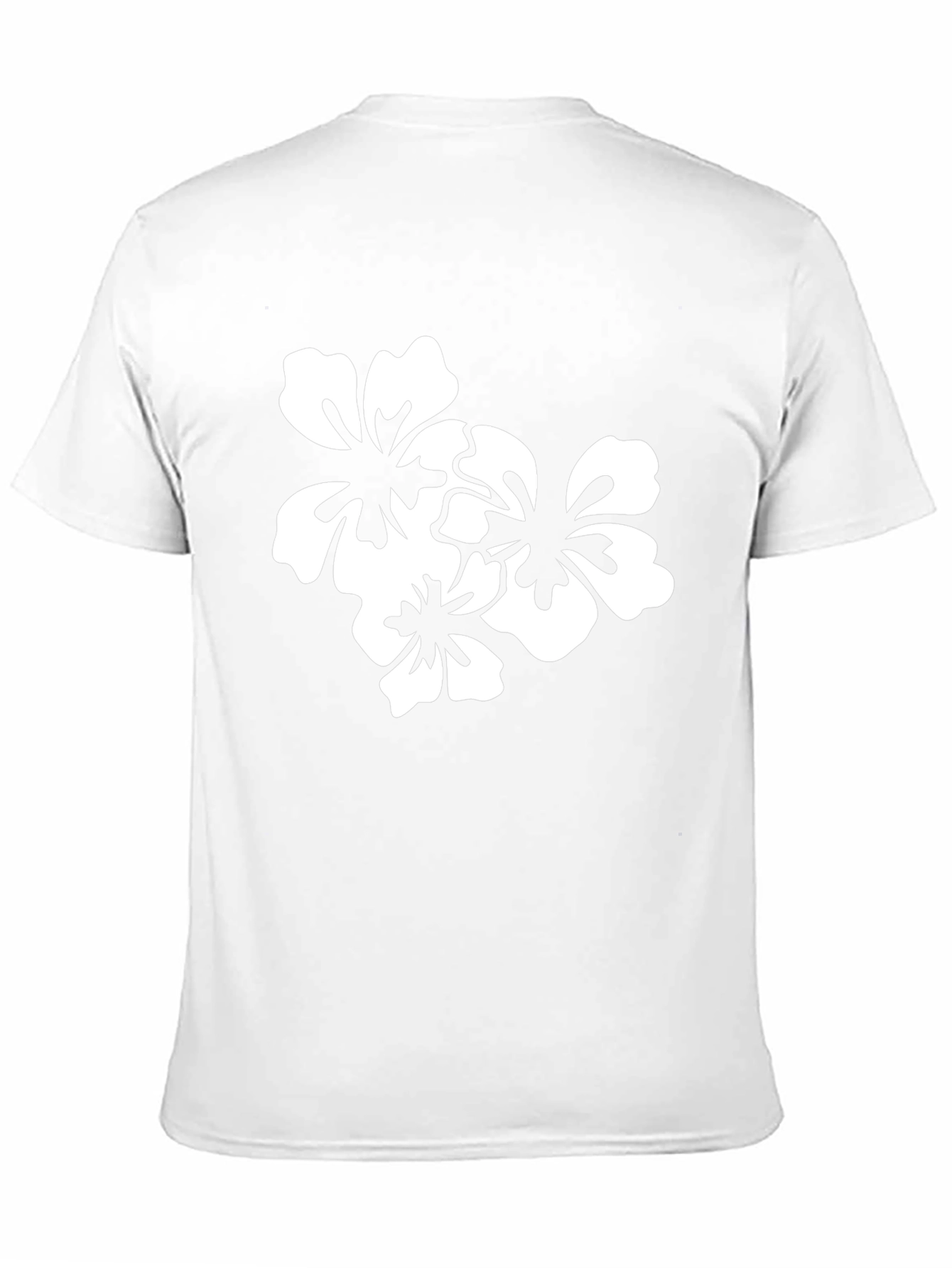 Black T-Shirt with White Floral Design