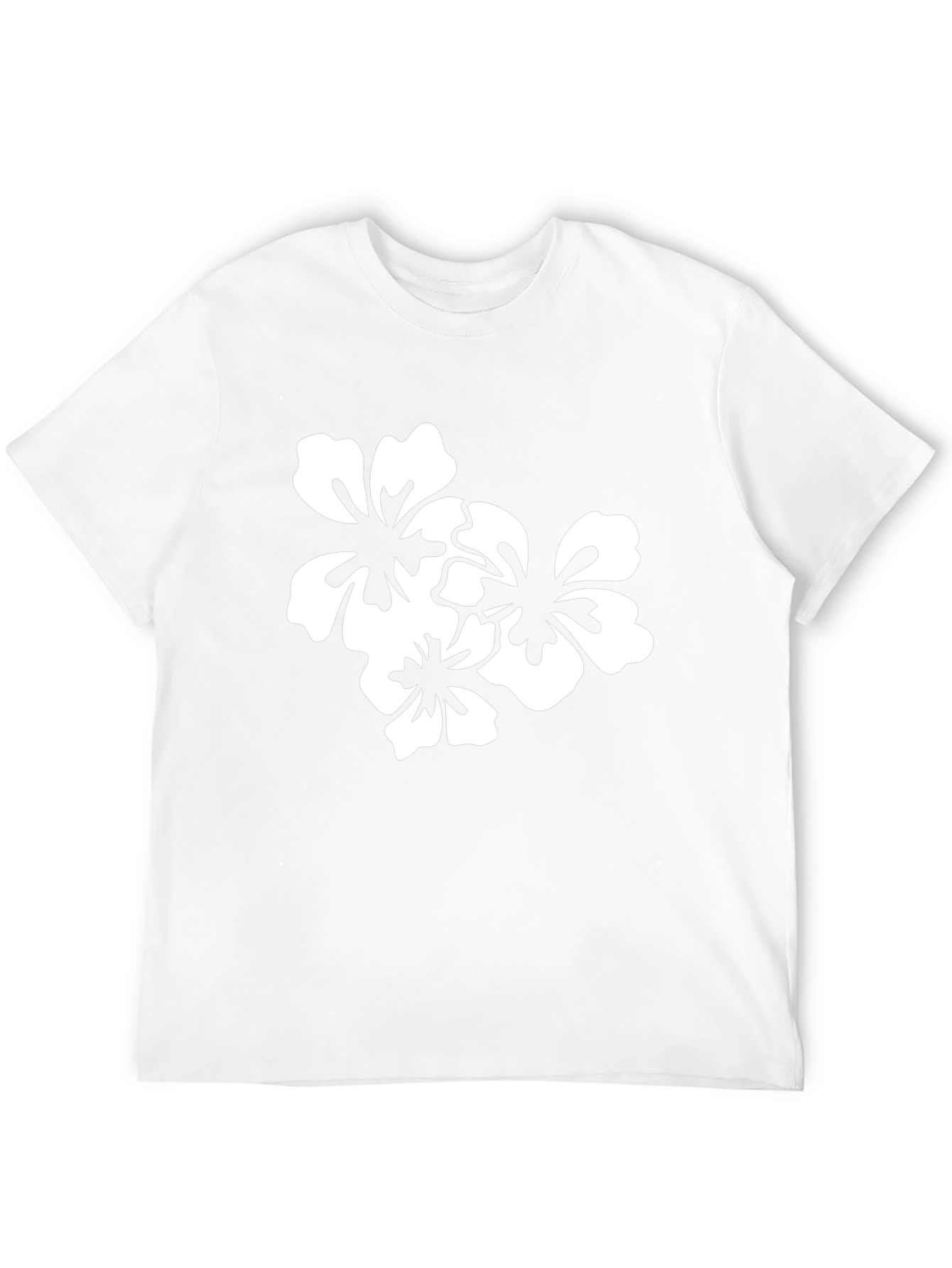 Black T-Shirt with White Floral Design