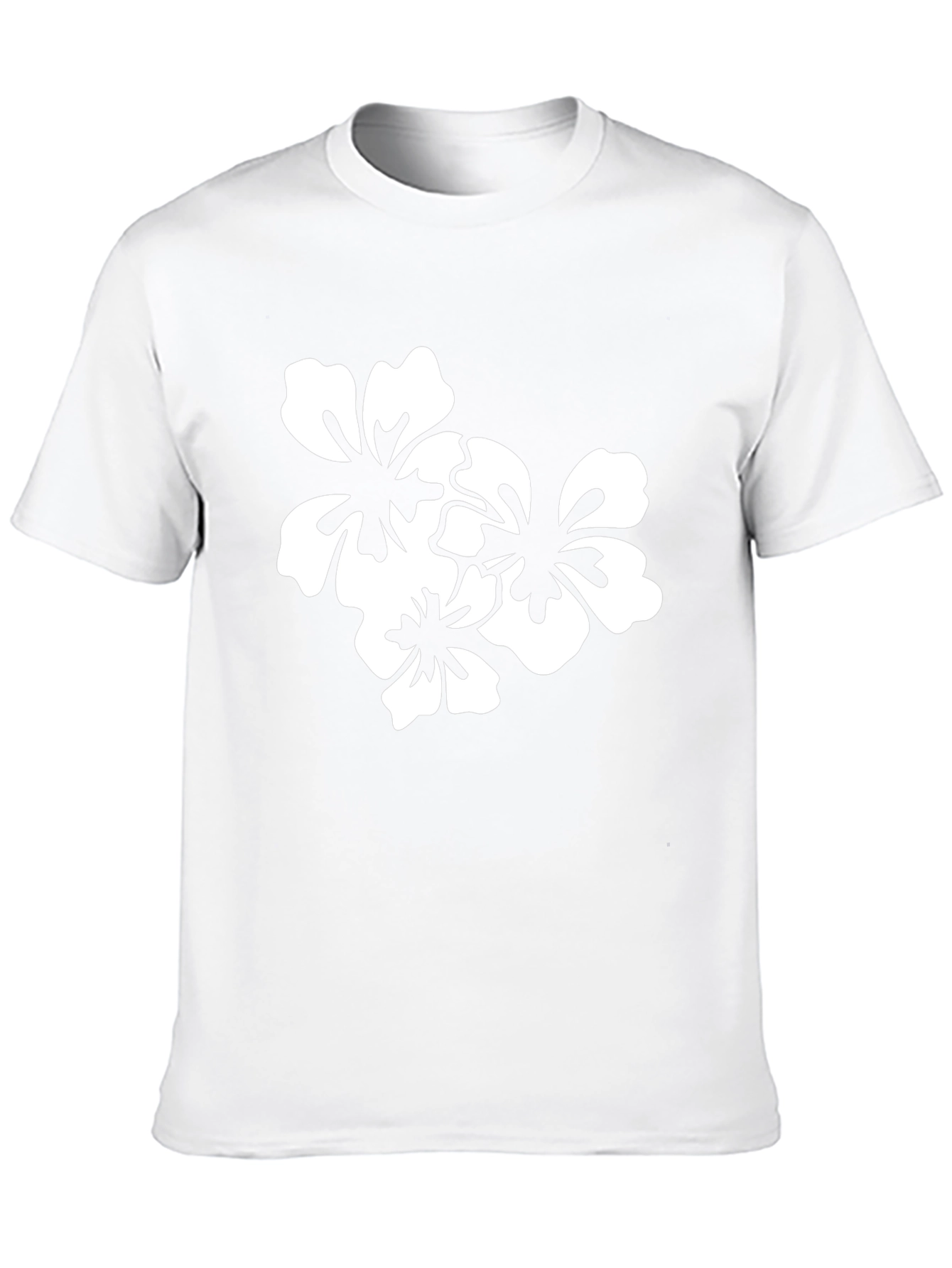 Black T-Shirt with White Floral Design