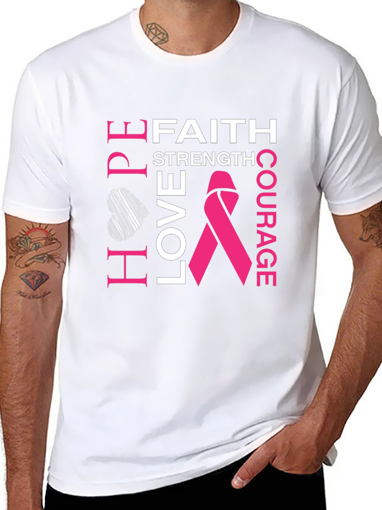 Faith Hope Love Breast Cancer Awareness T-Shirt