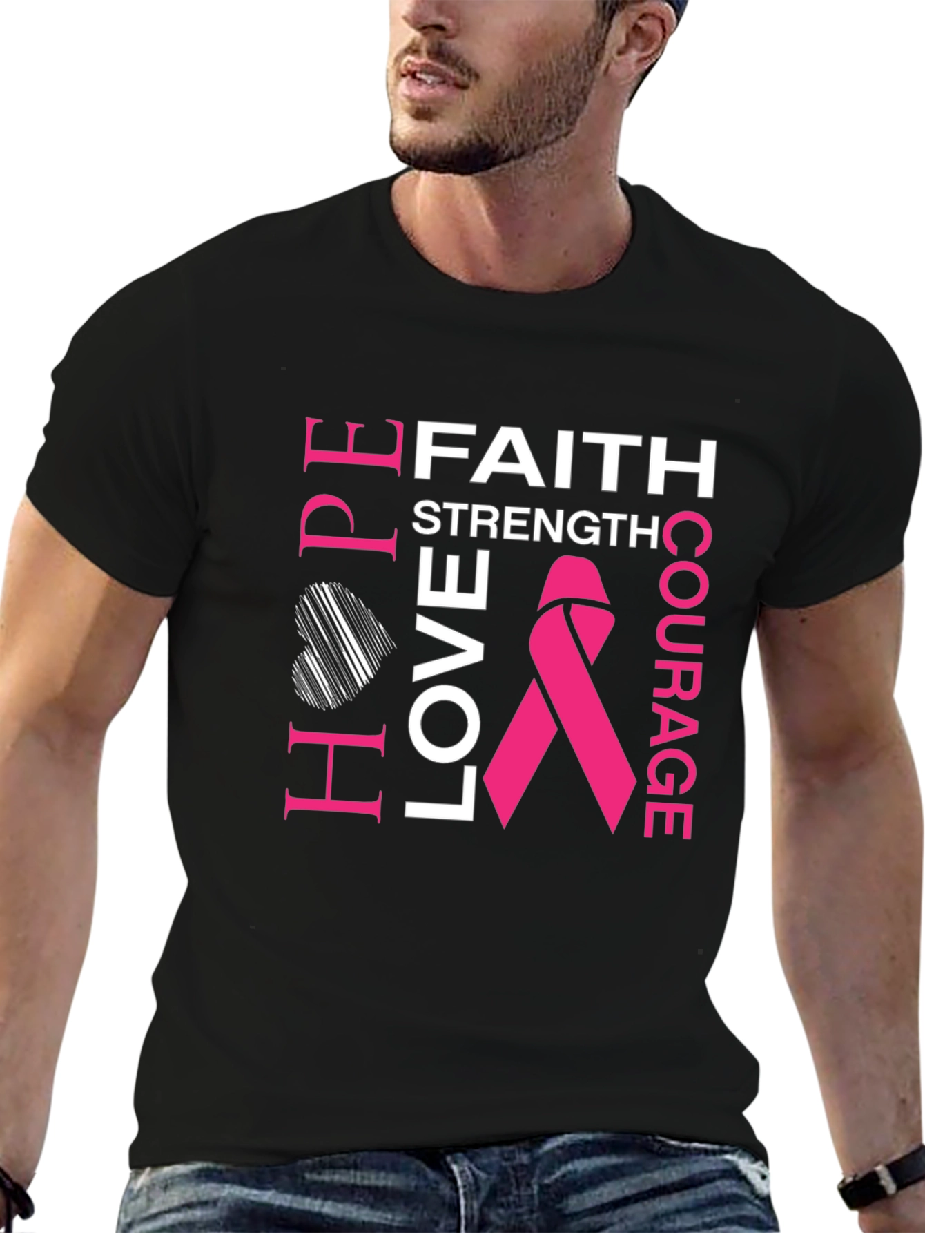 Faith Hope Love Breast Cancer Awareness T-Shirt