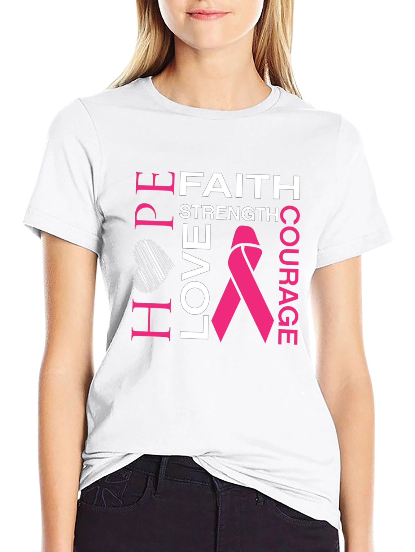 Faith Hope Love Breast Cancer Awareness T-Shirt