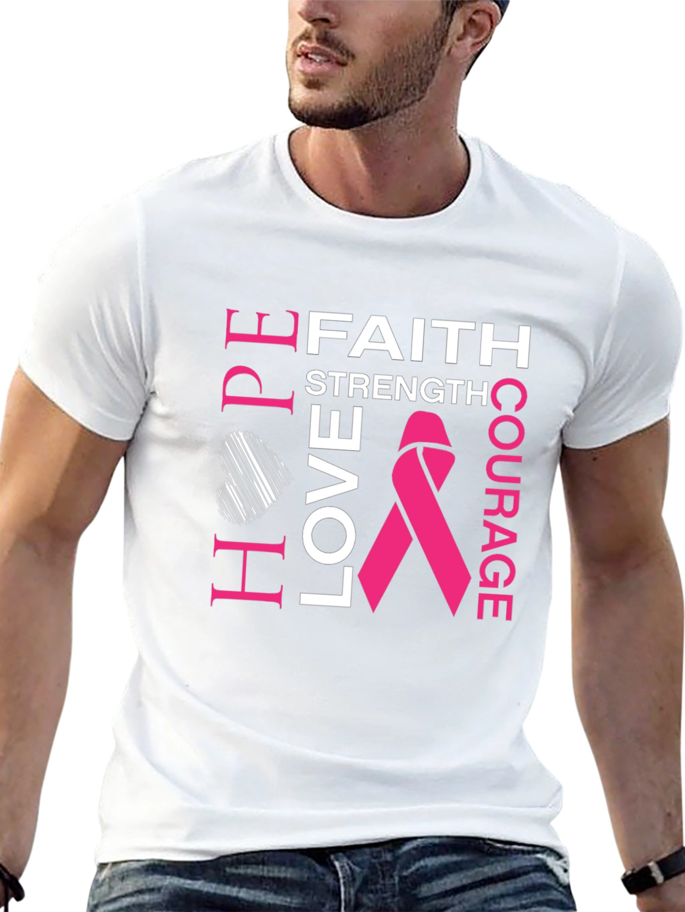 Faith Hope Love Breast Cancer Awareness T-Shirt