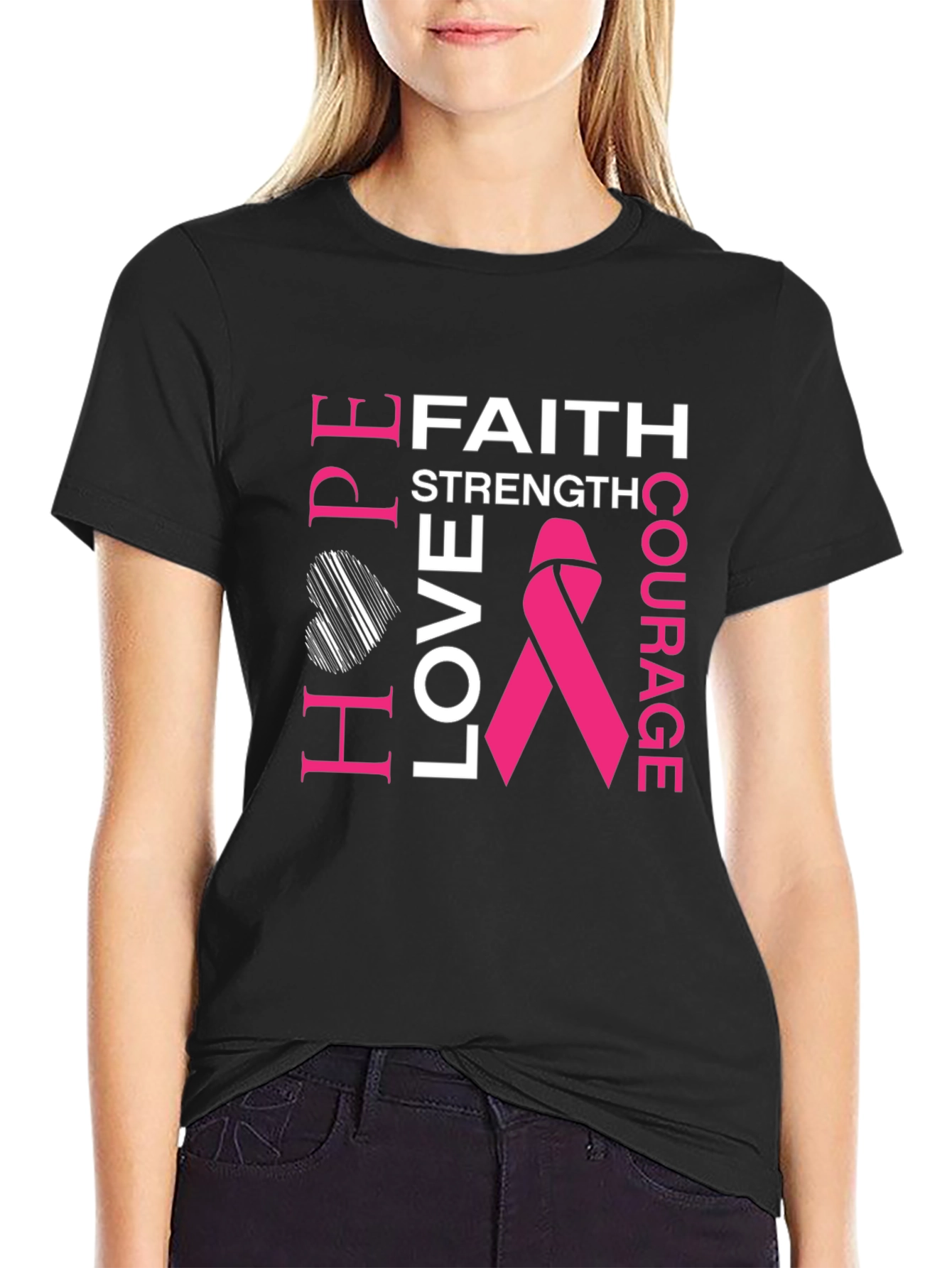 Faith Hope Love Breast Cancer Awareness T-Shirt
