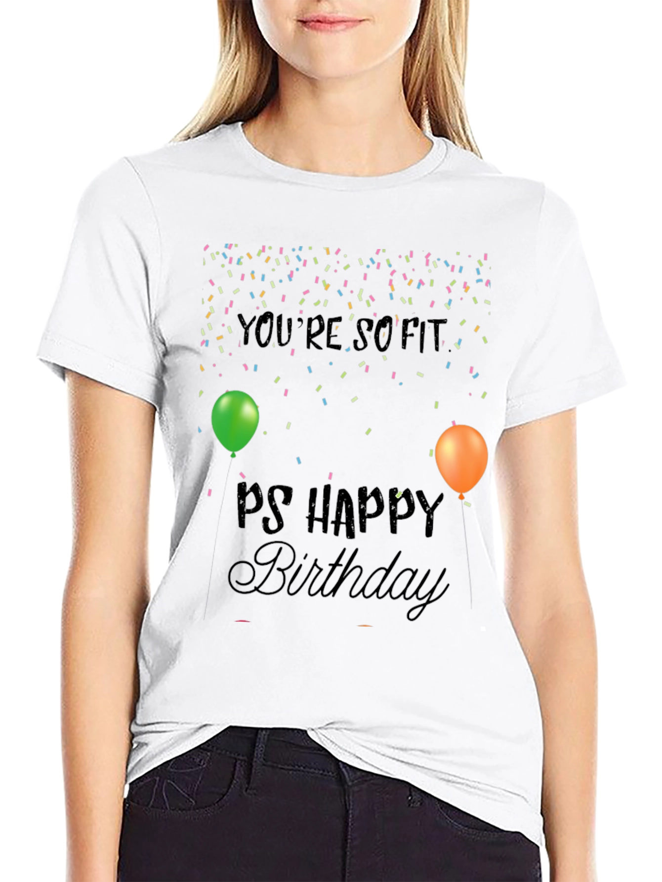 So Fit Happy Birthday Mens Black Graphic Tee