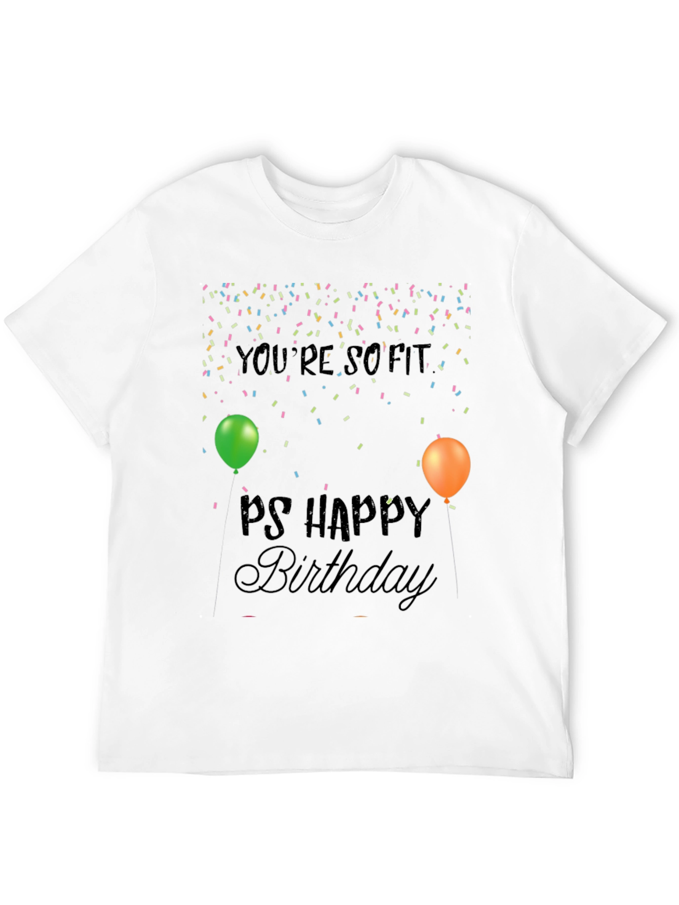 So Fit Happy Birthday Mens Black Graphic Tee