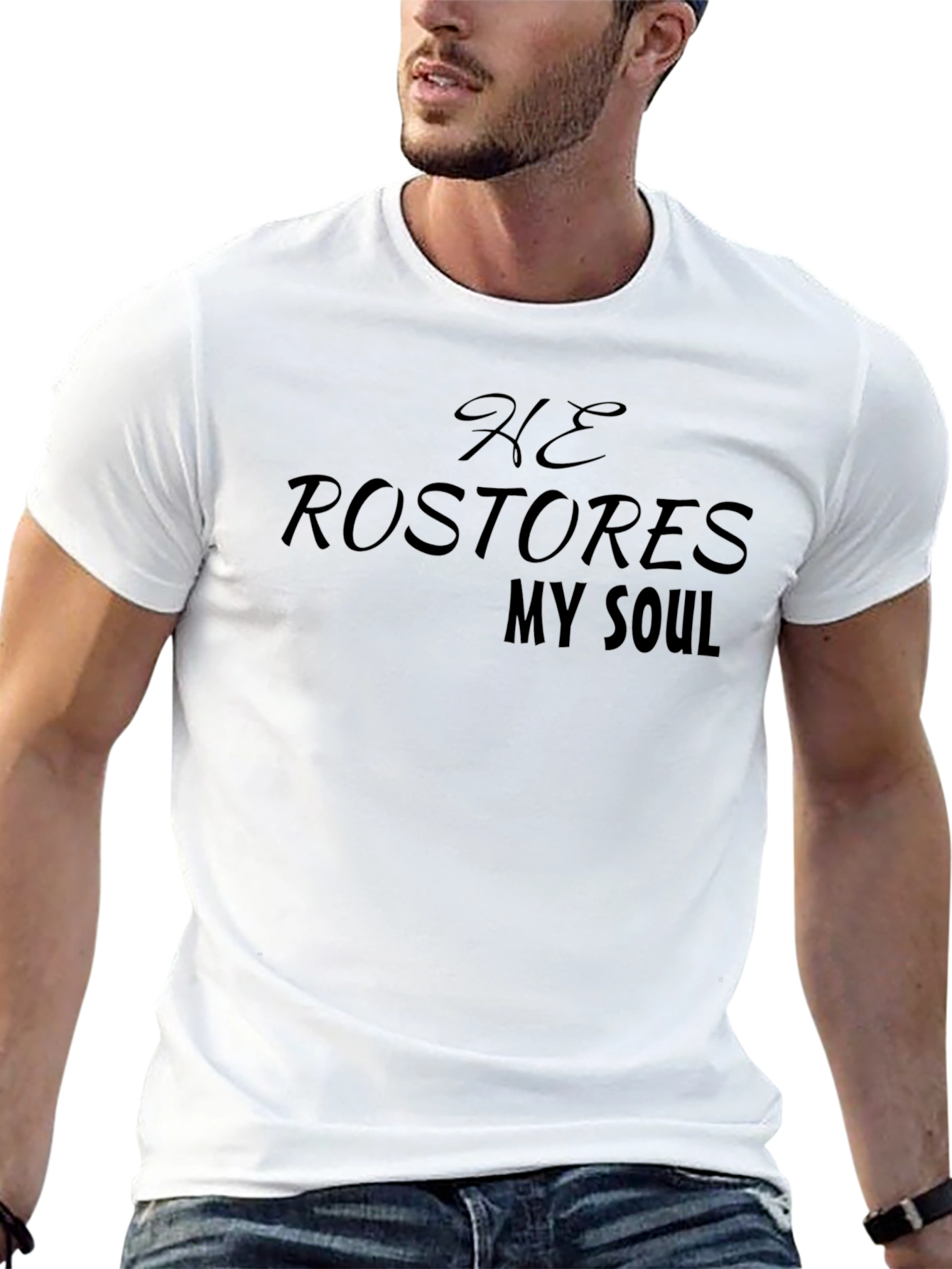 He Restores My Soul Black Graphic Tee