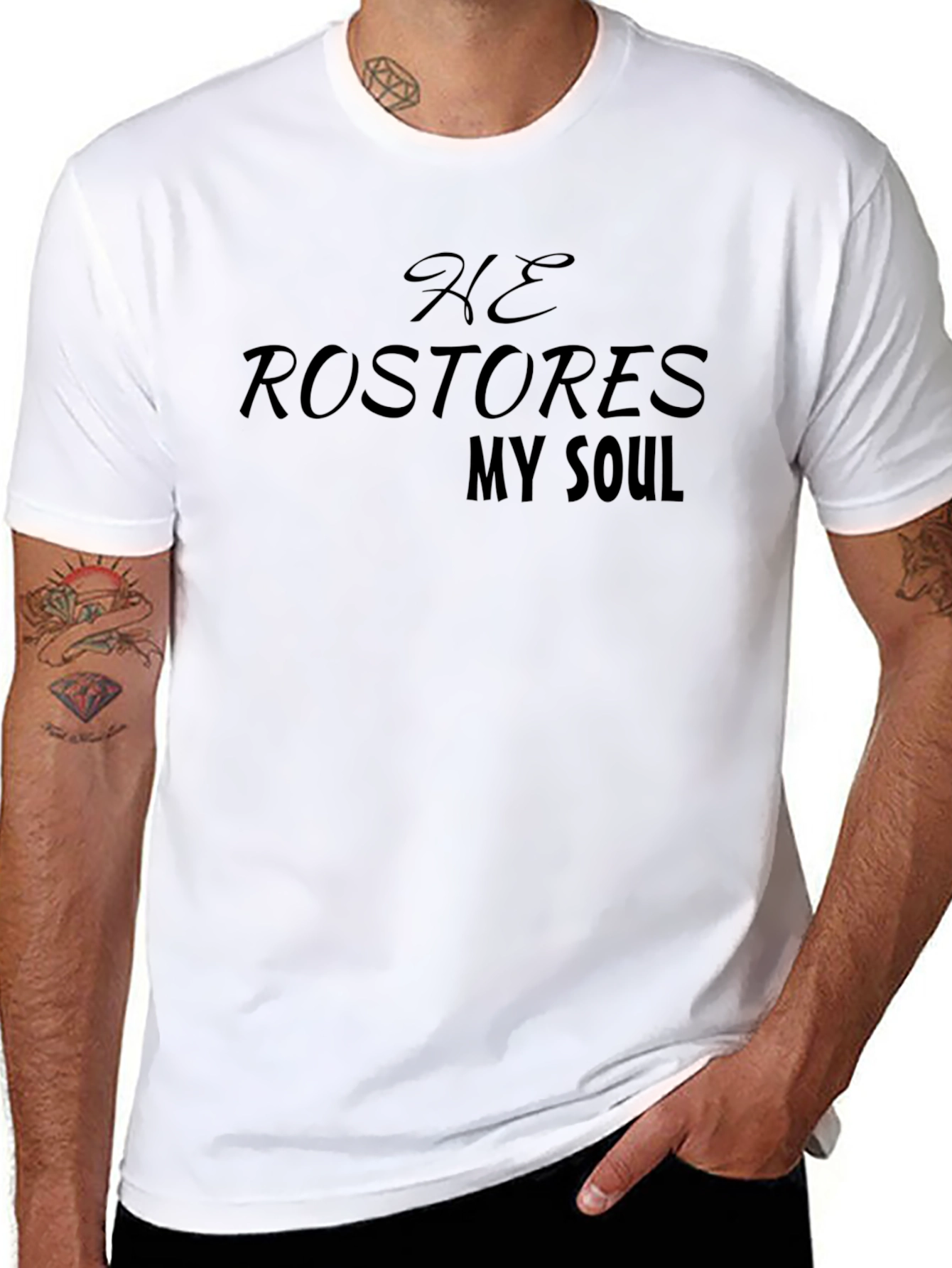 He Restores My Soul Black Graphic Tee