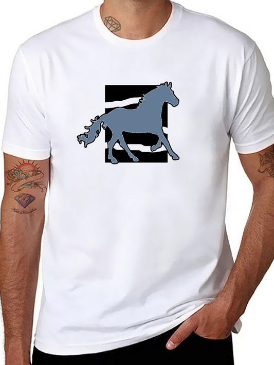 Black Horse Graphic Tee - Stylish Mens Casual T-Shirt