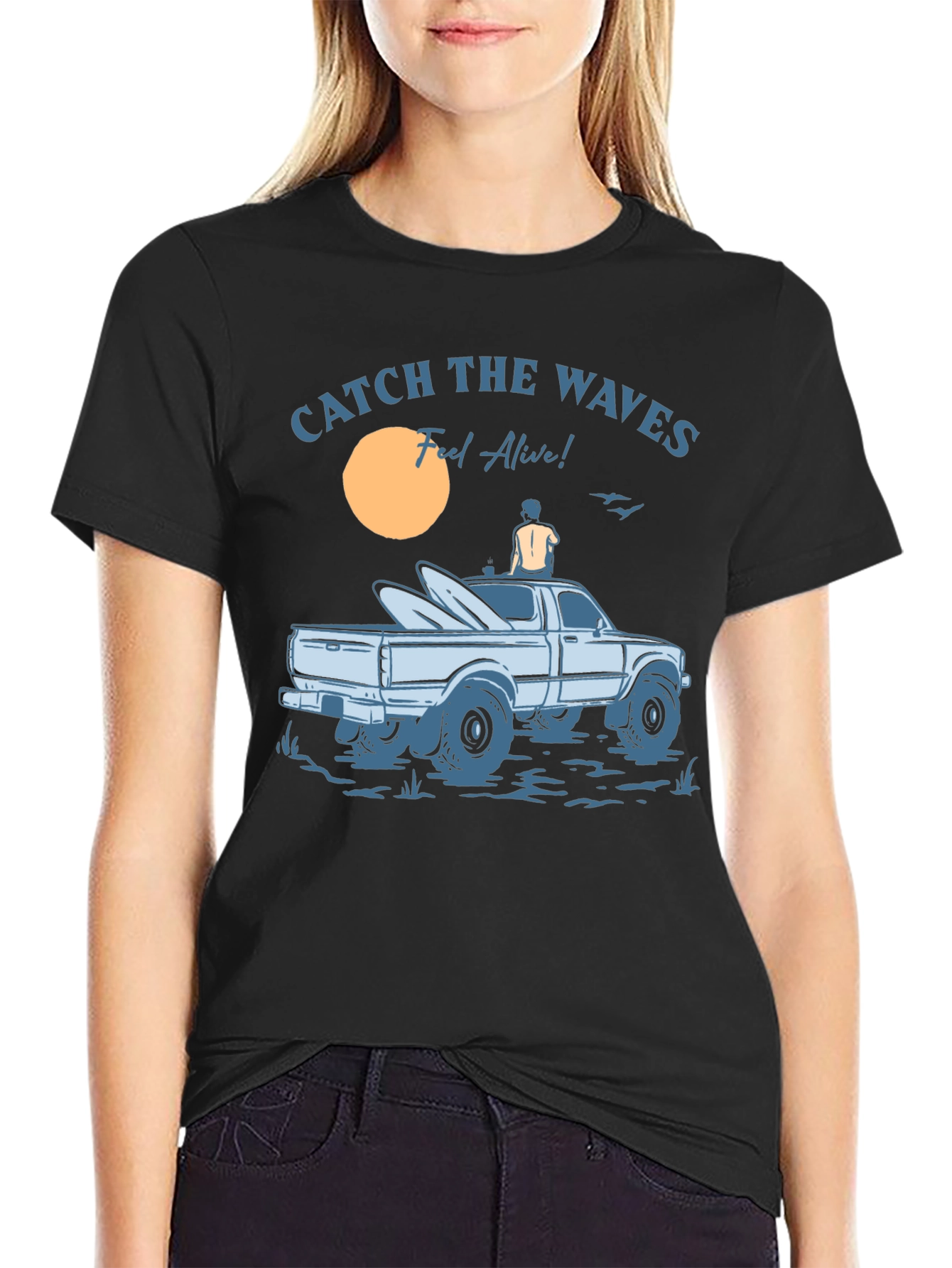 Catch The Waves Graphic T-Shirt Surf Style Tee