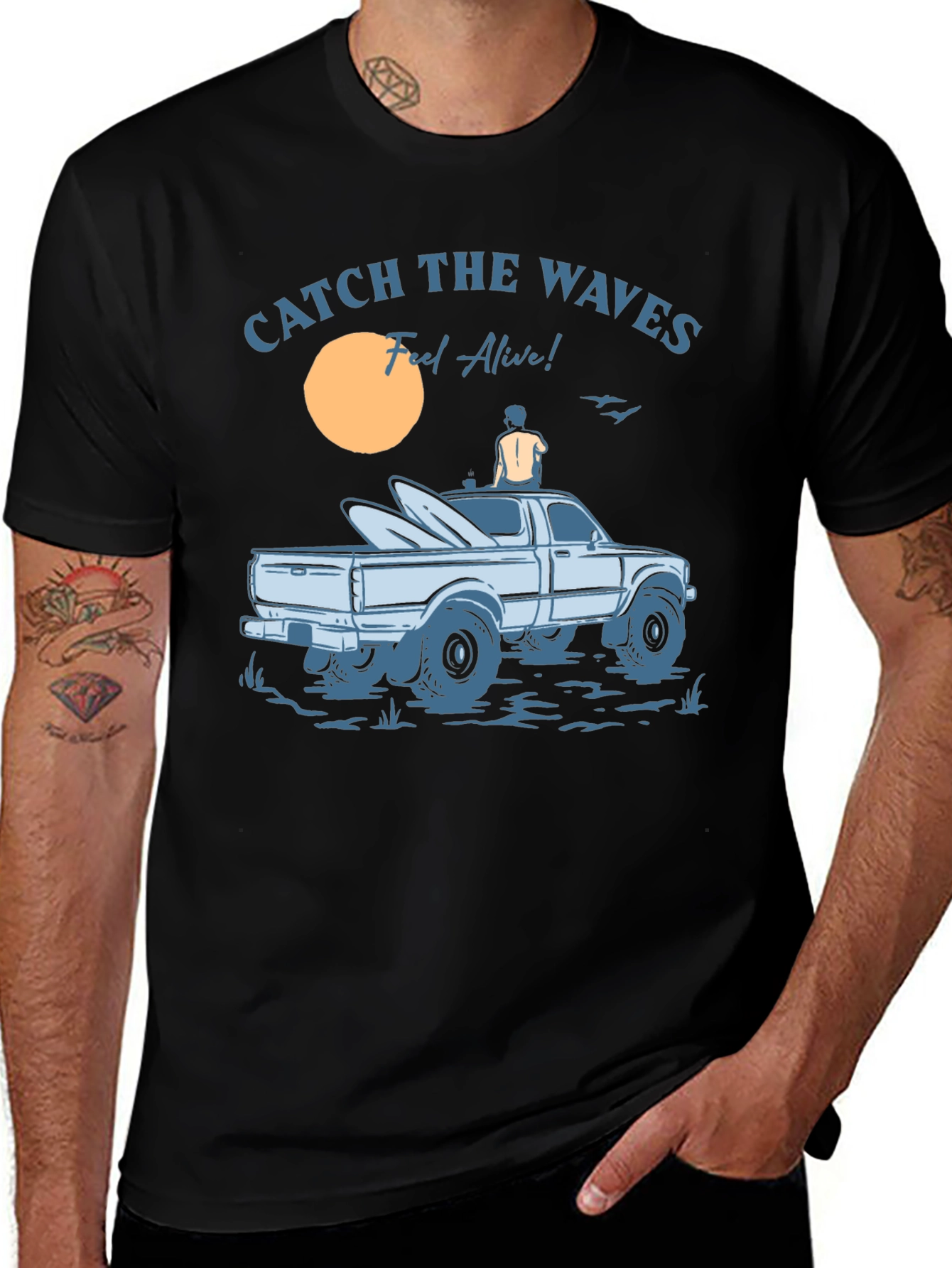 Catch The Waves Graphic T-Shirt Surf Style Tee