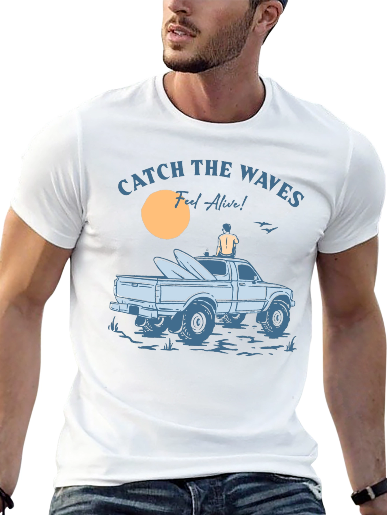 Catch The Waves Graphic T-Shirt Surf Style Tee