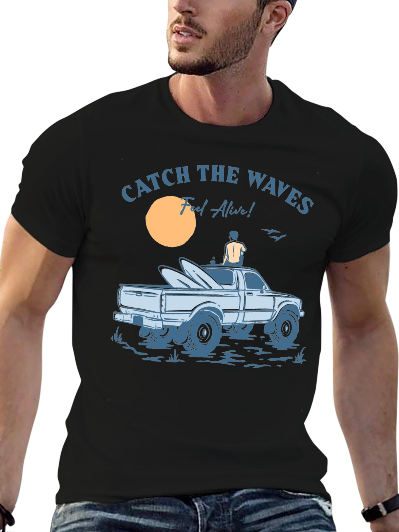 Catch The Waves Graphic T-Shirt Surf Style Tee