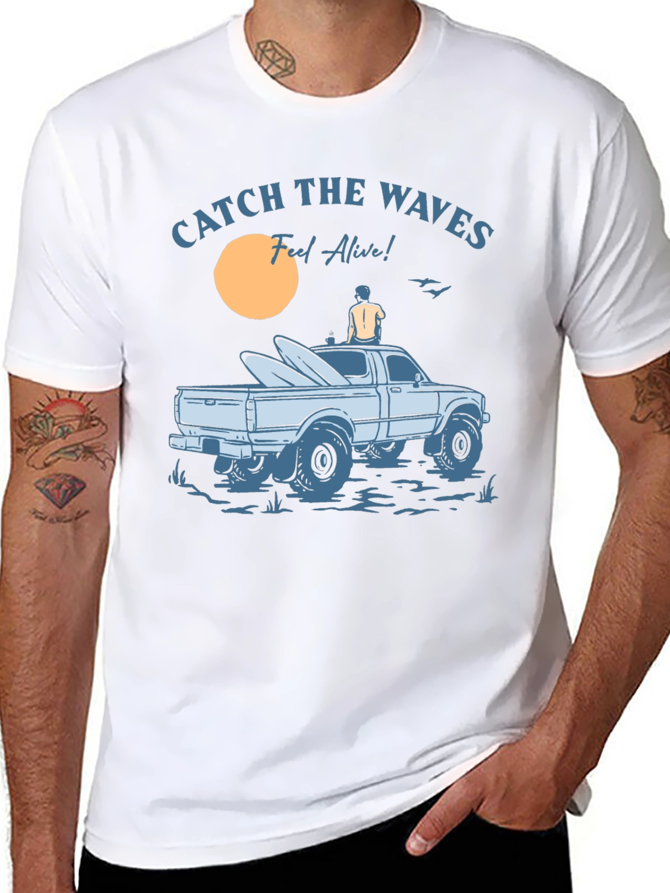 Catch The Waves Graphic T-Shirt Surf Style Tee