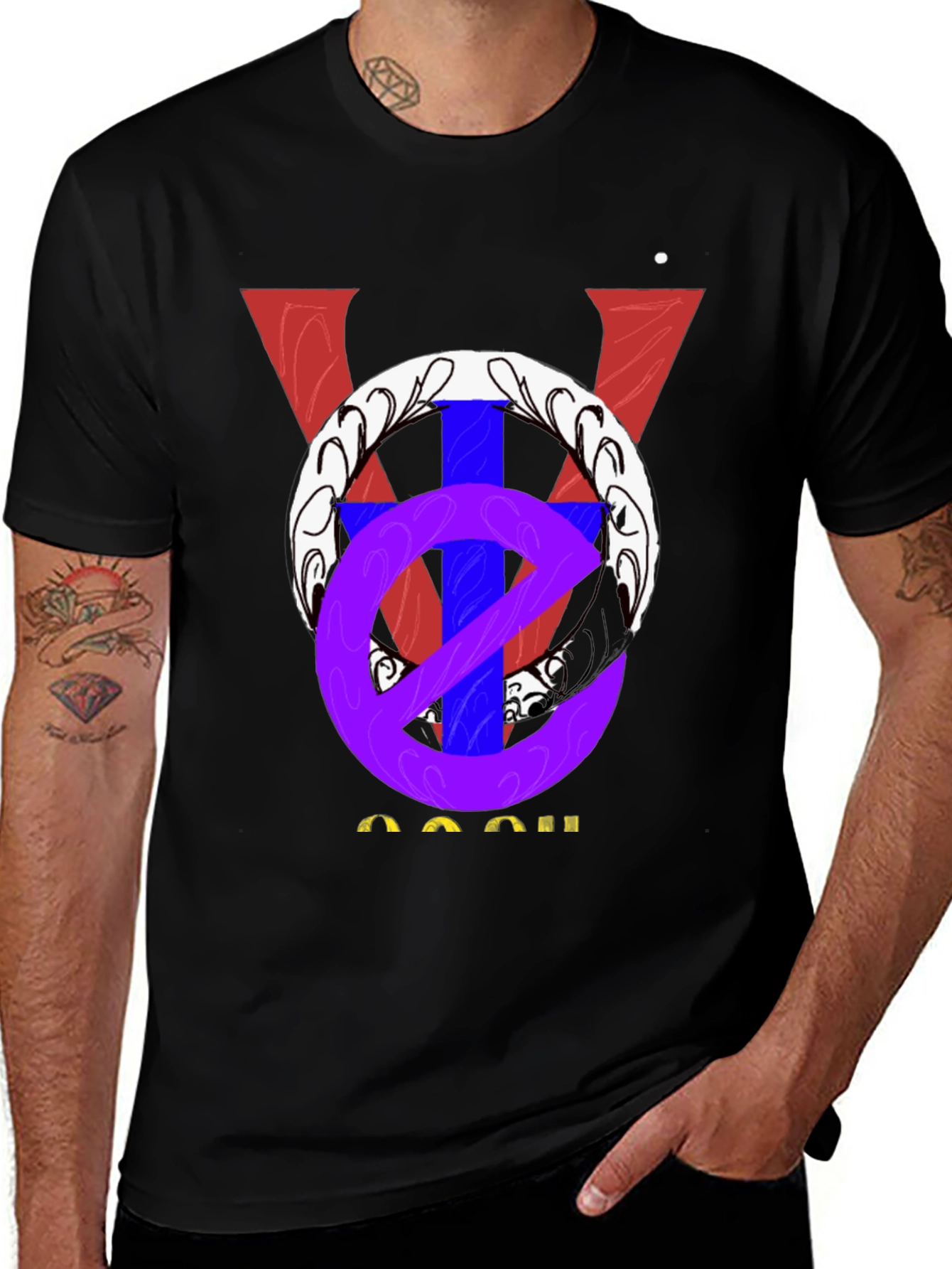 Unique Graphic Print Black Cotton T-Shirt