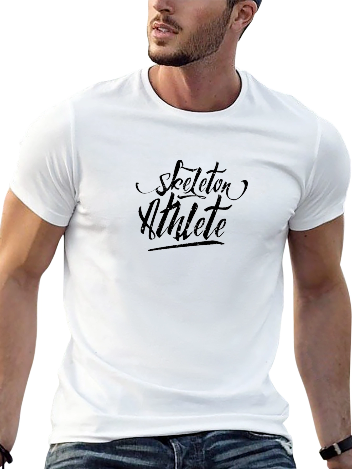 Skeleton Athlete Black Graphic T-Shirt