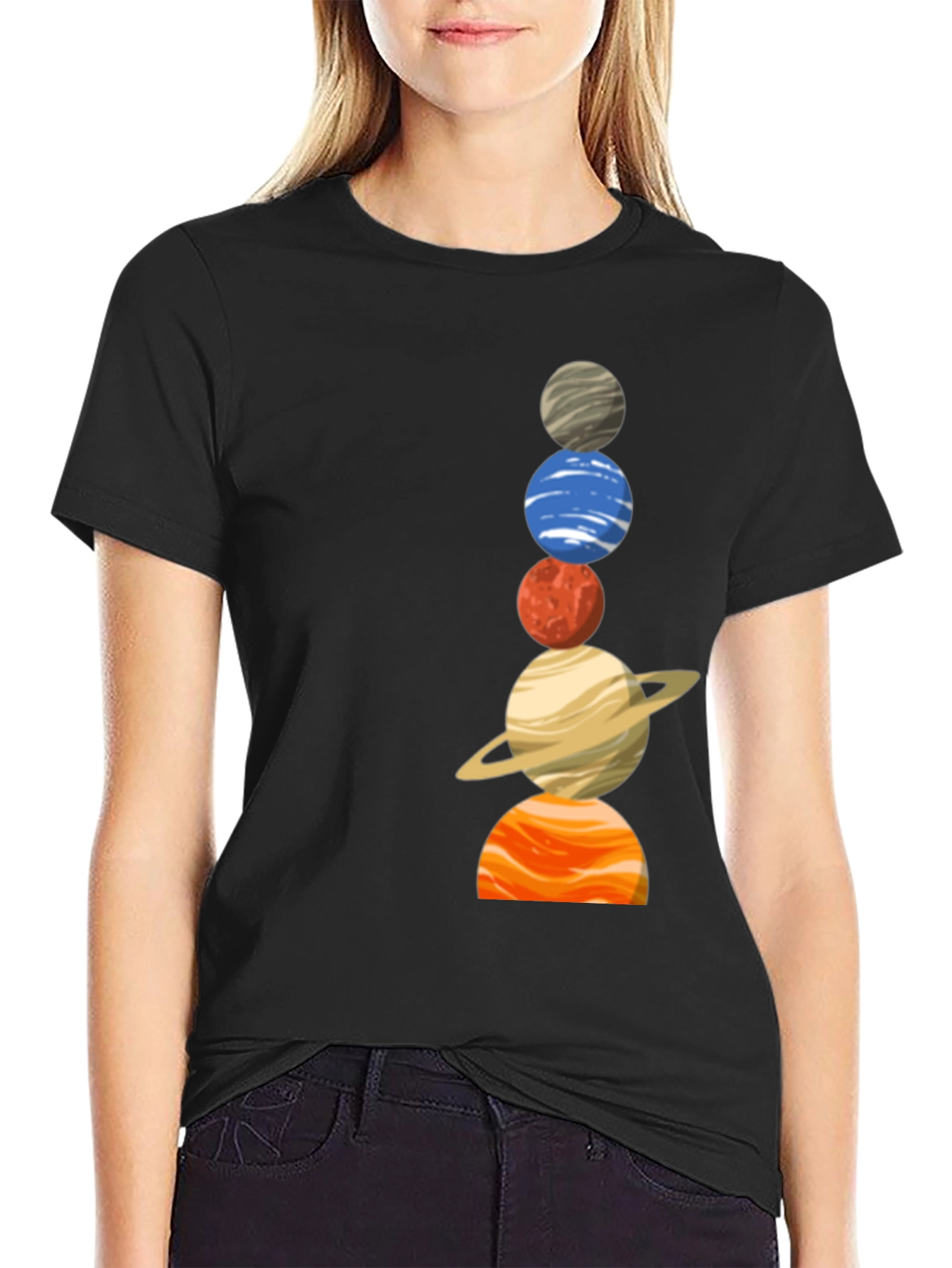 Planets Stacked T-Shirt - Cosmic Fashion
