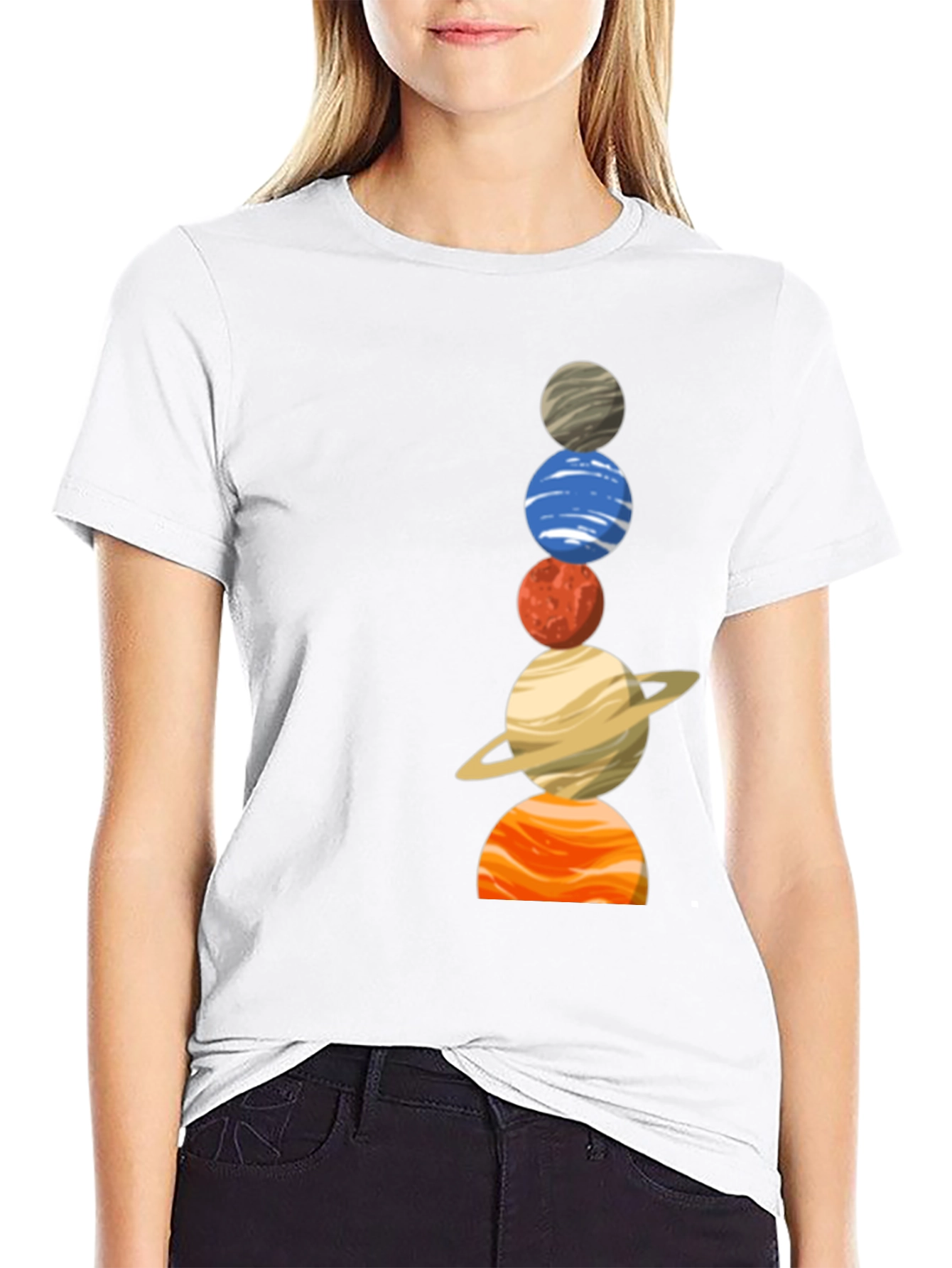 Planets Stacked T-Shirt - Cosmic Fashion