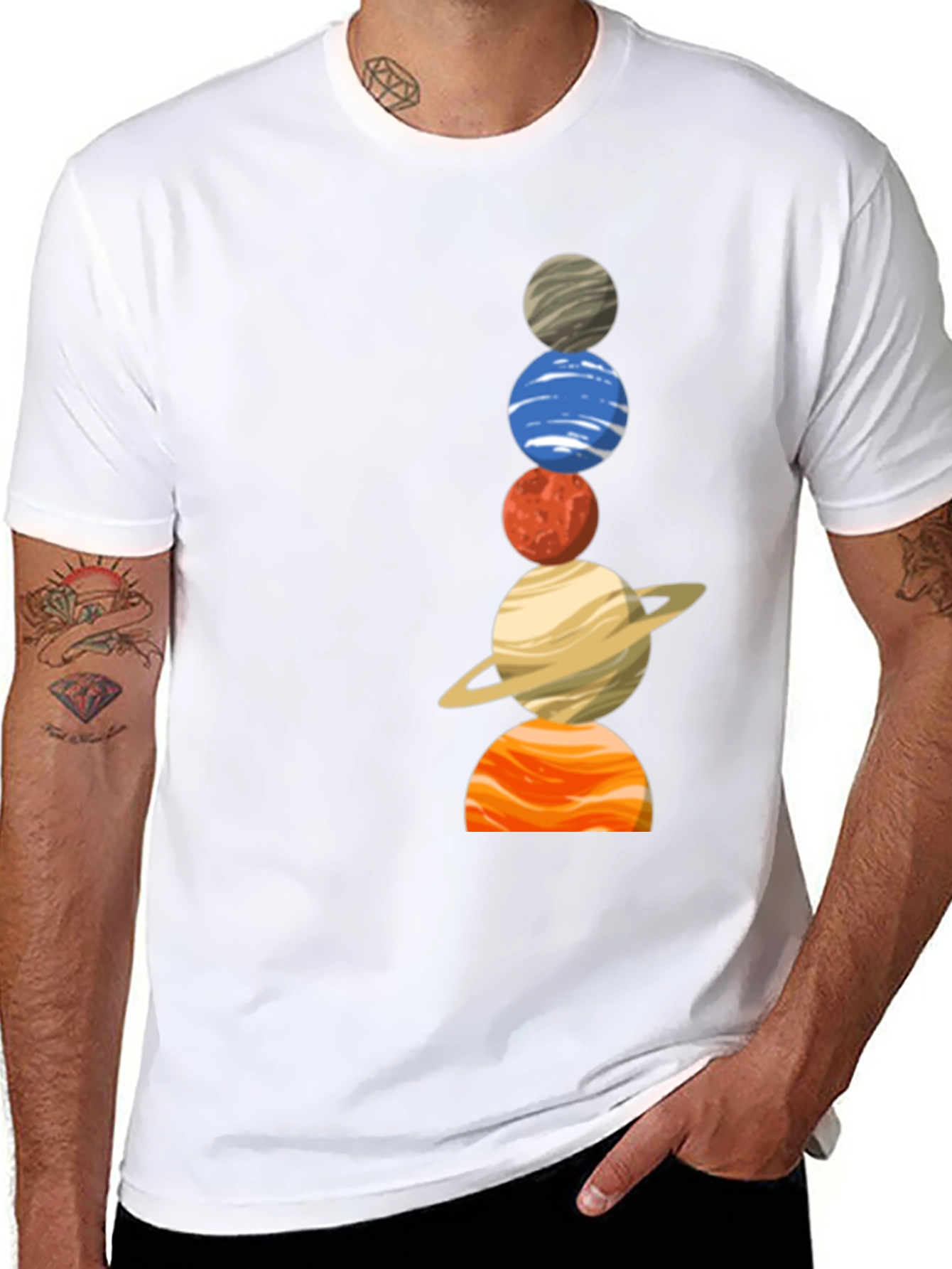 Planets Stacked T-Shirt - Cosmic Fashion