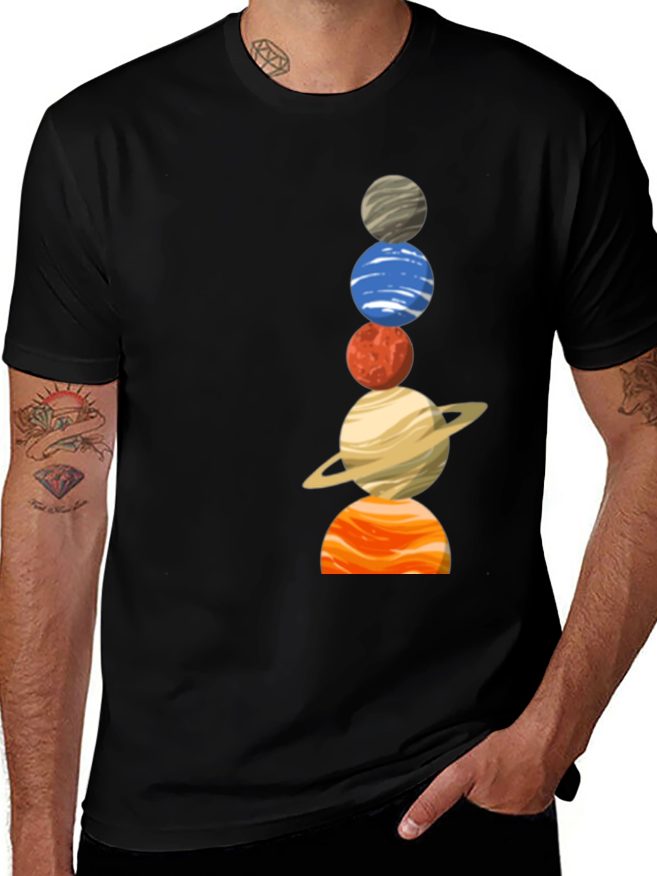 Planets Stacked T-Shirt - Cosmic Fashion