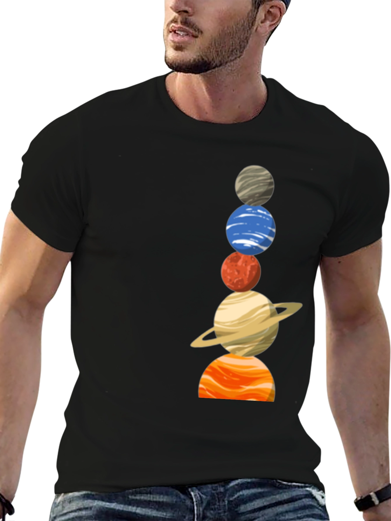Planets Stacked T-Shirt - Cosmic Fashion