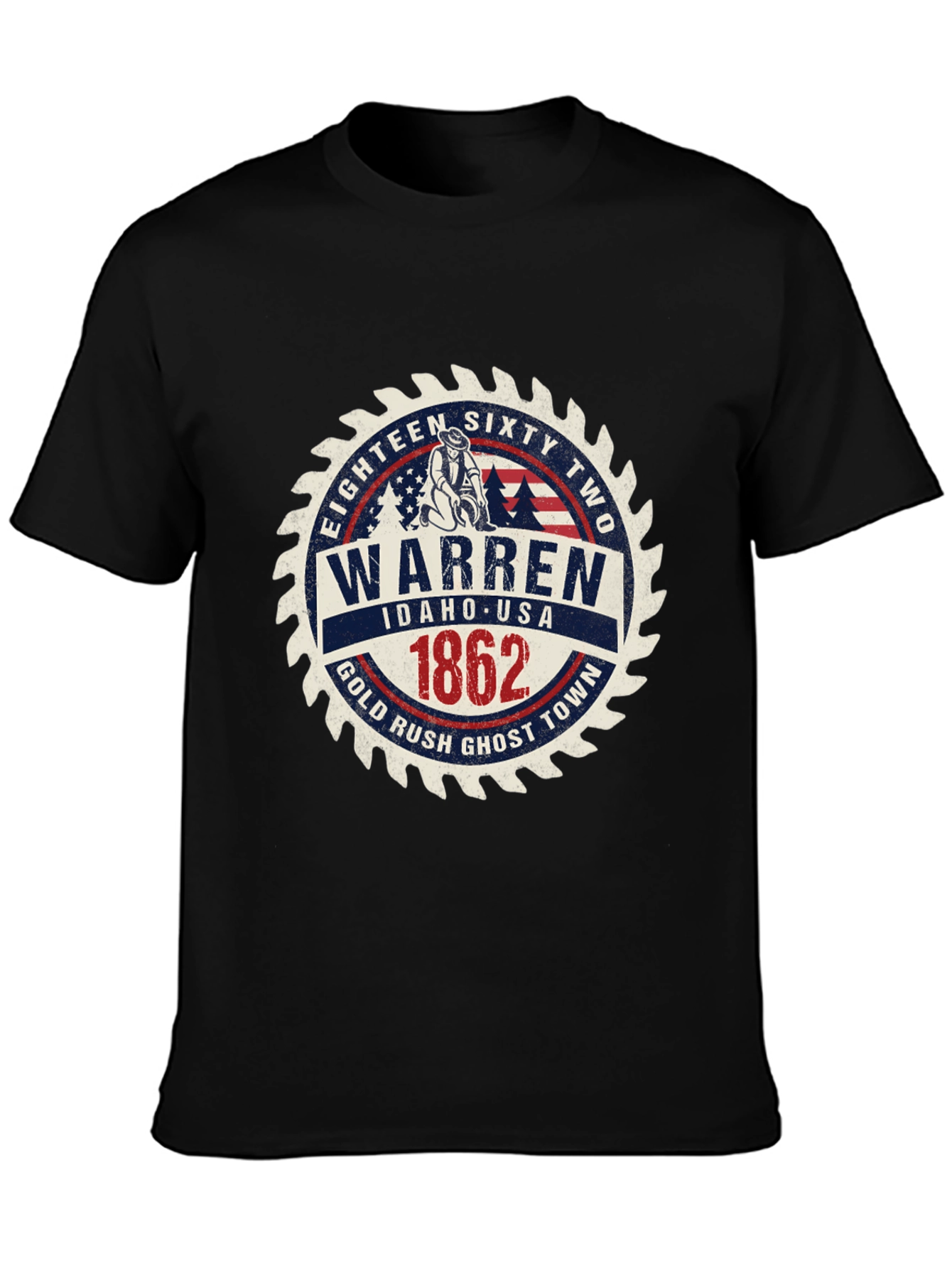 Warren Idaho 1862 Gold Rush Black T-Shirt