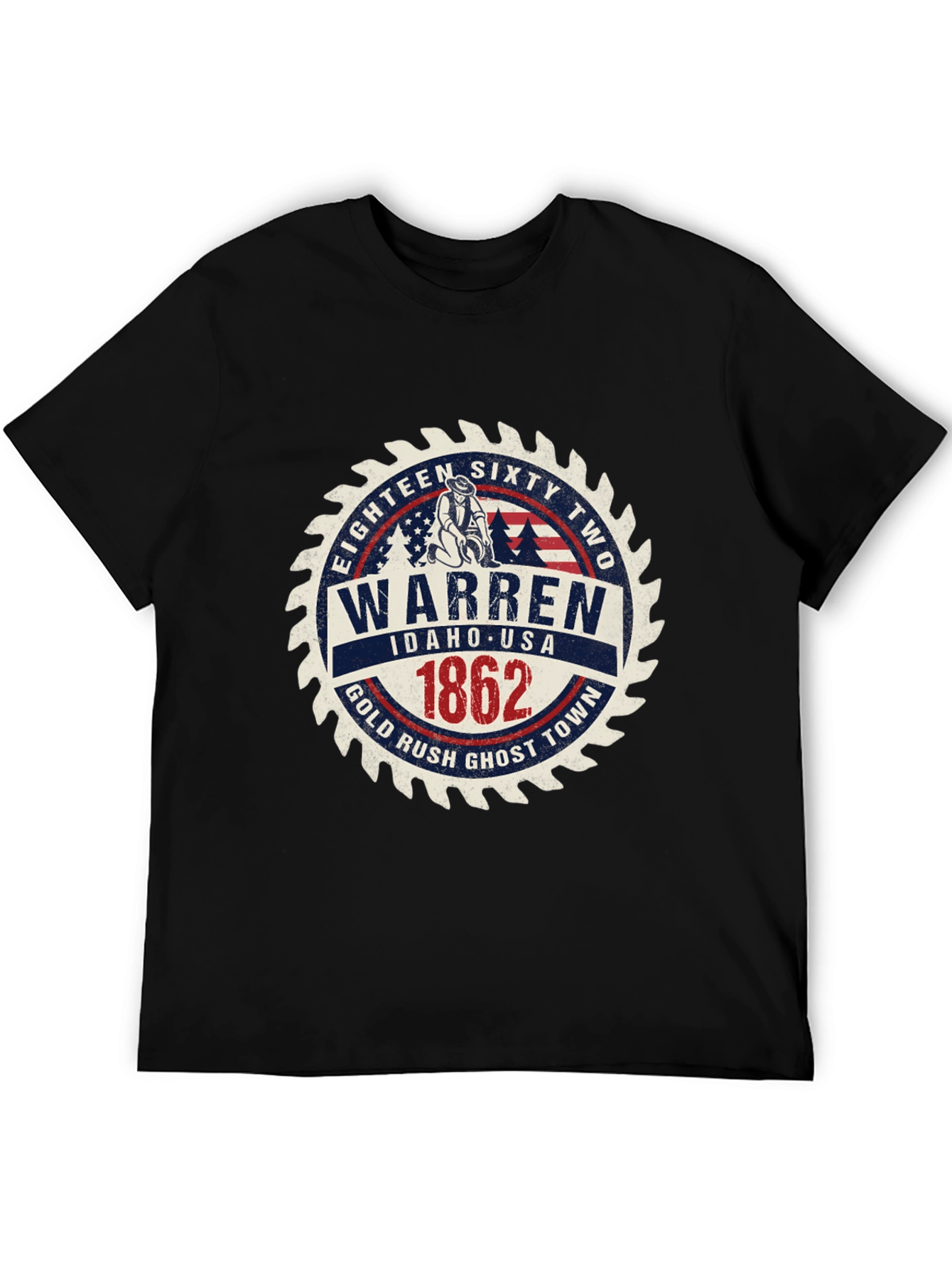 Warren Idaho 1862 Gold Rush Black T-Shirt
