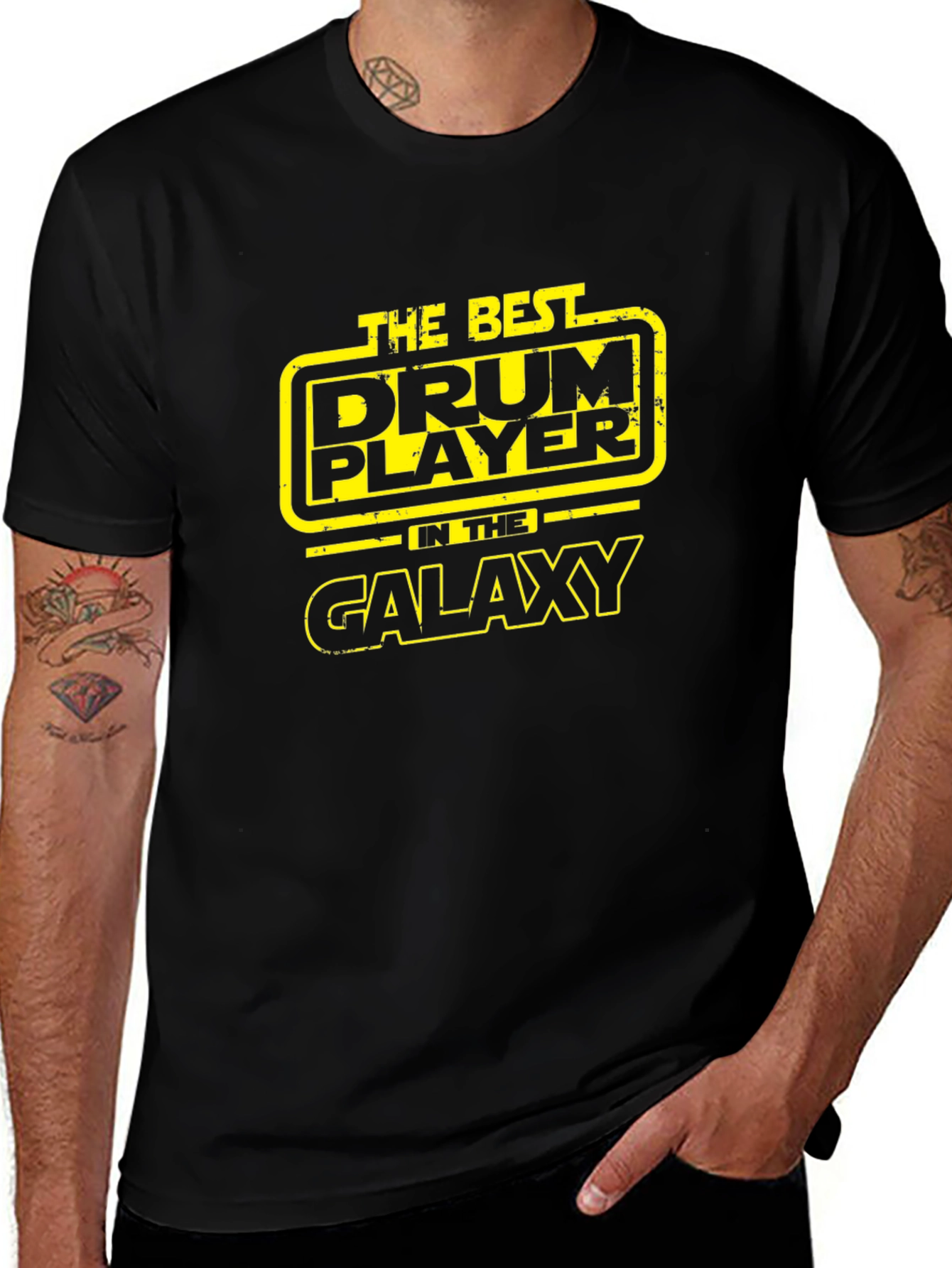 Drum Player Galaxy Black T-Shirt