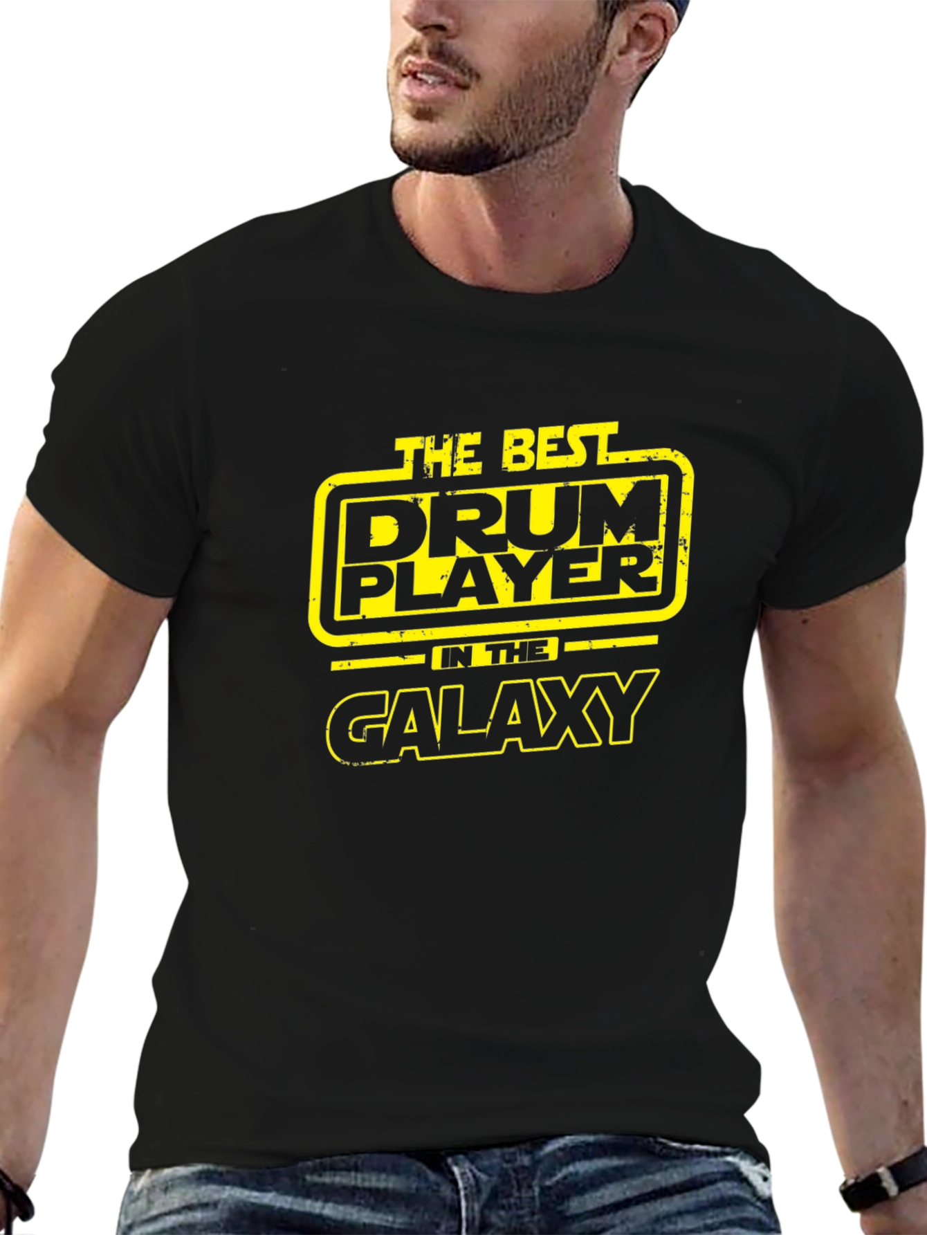 Drum Player Galaxy Black T-Shirt