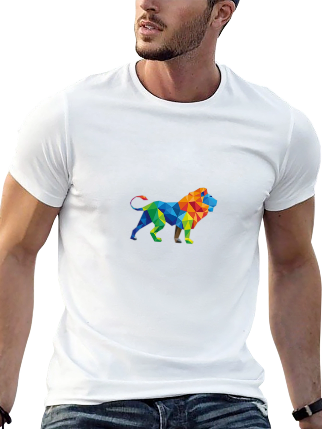 Geometric Lion Graphic Tee - Modern Style