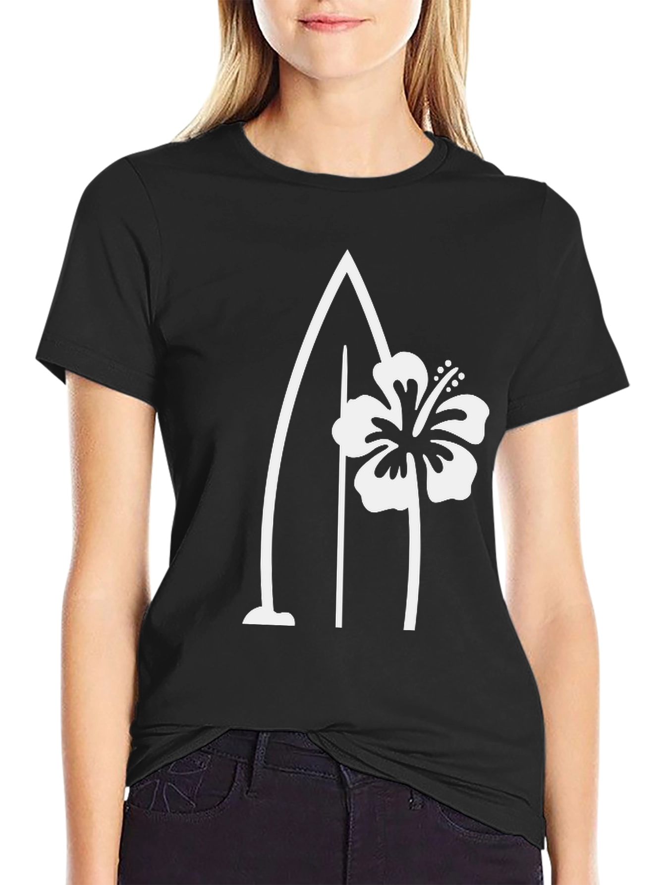 Hibiscus Surfboard Graphic Tee - Island Vibes