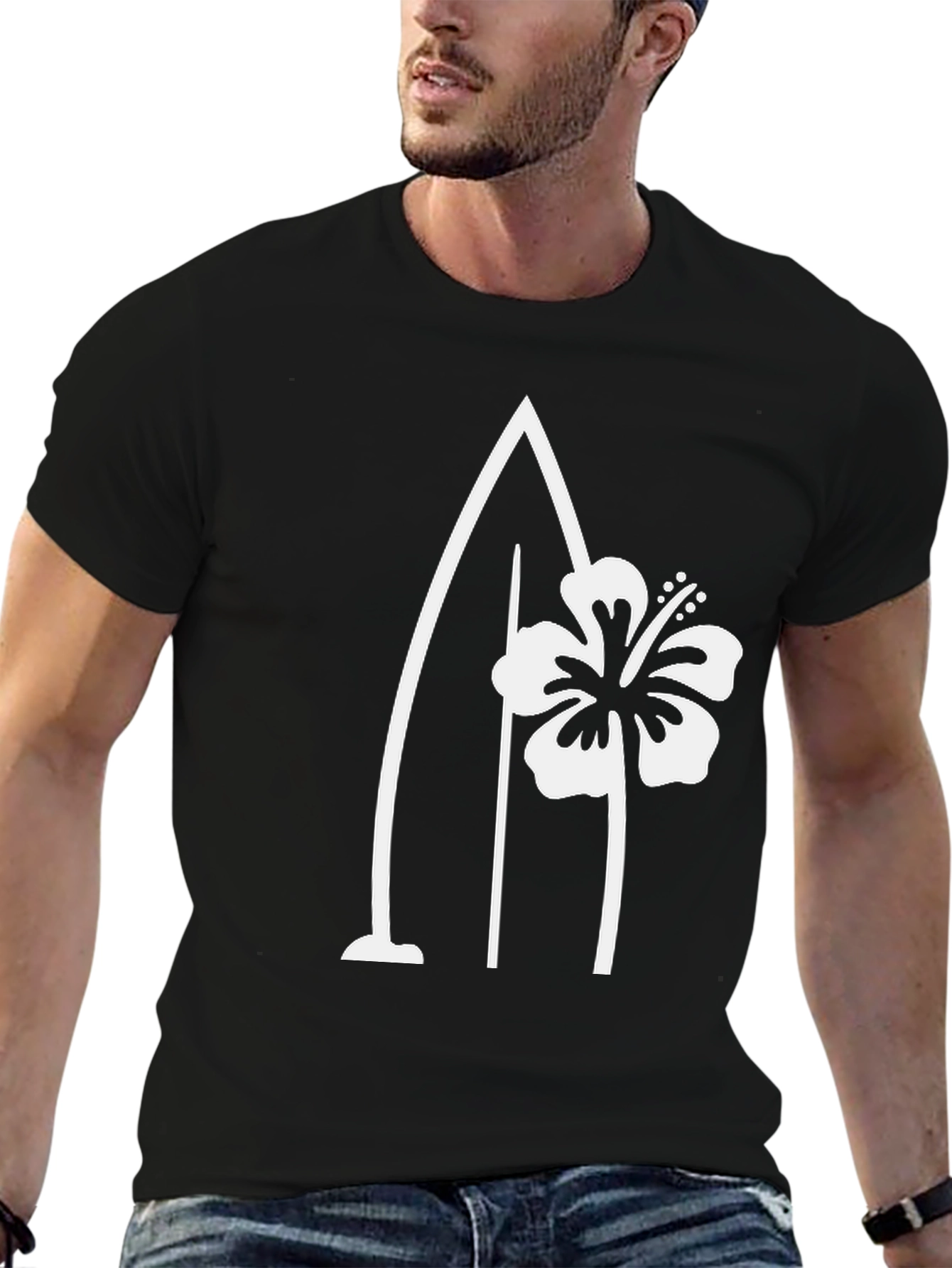 Hibiscus Surfboard Graphic Tee - Island Vibes