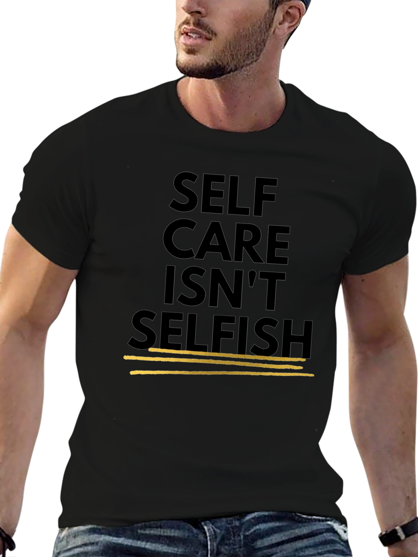 Self Care Isnt Selfish Black Graphic Tee