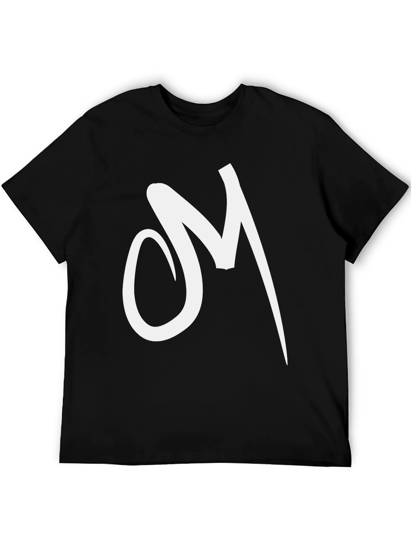 Black Tee with White Abstract Letter Graphic
