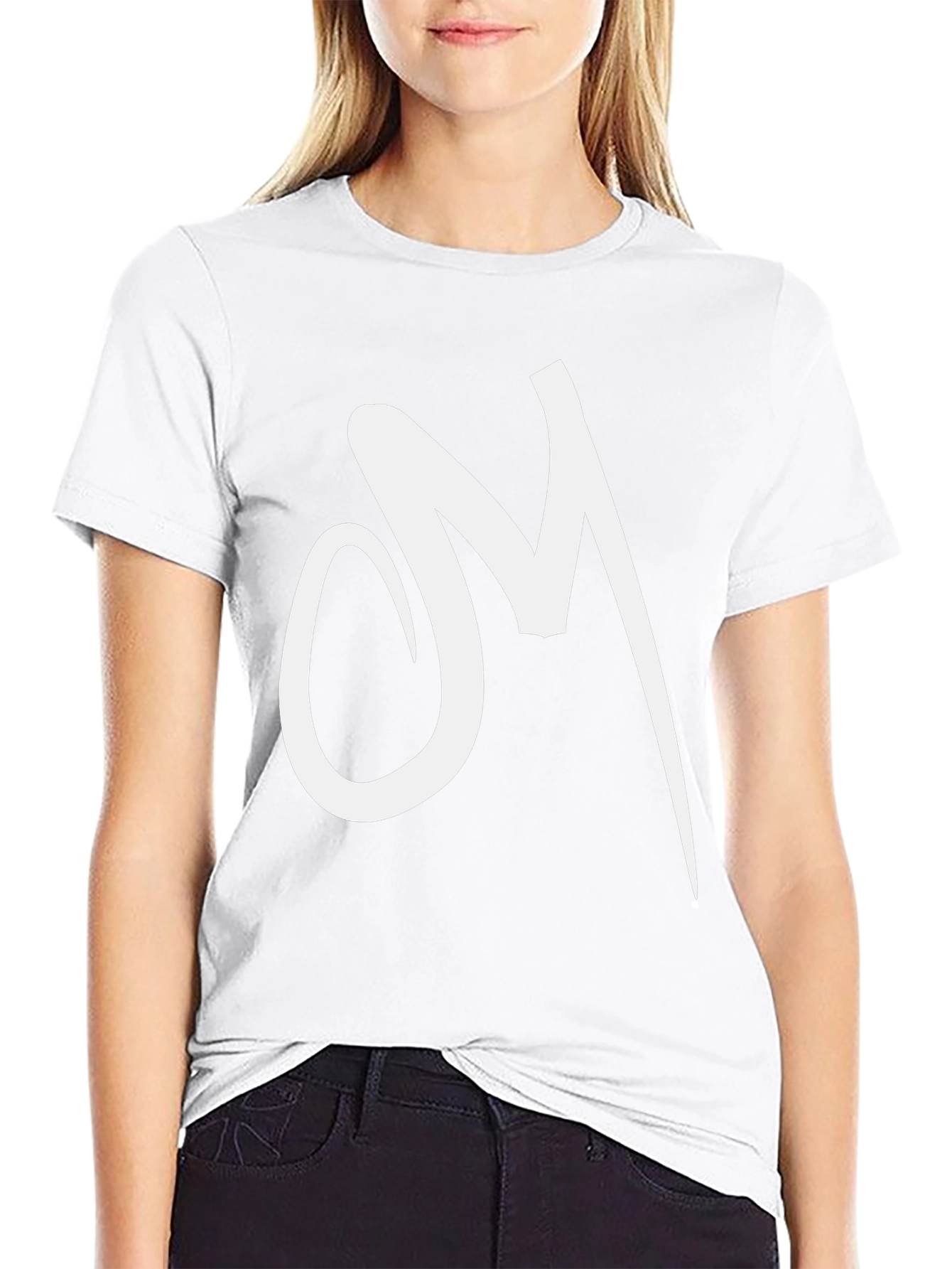 Black Tee with White Abstract Letter Graphic