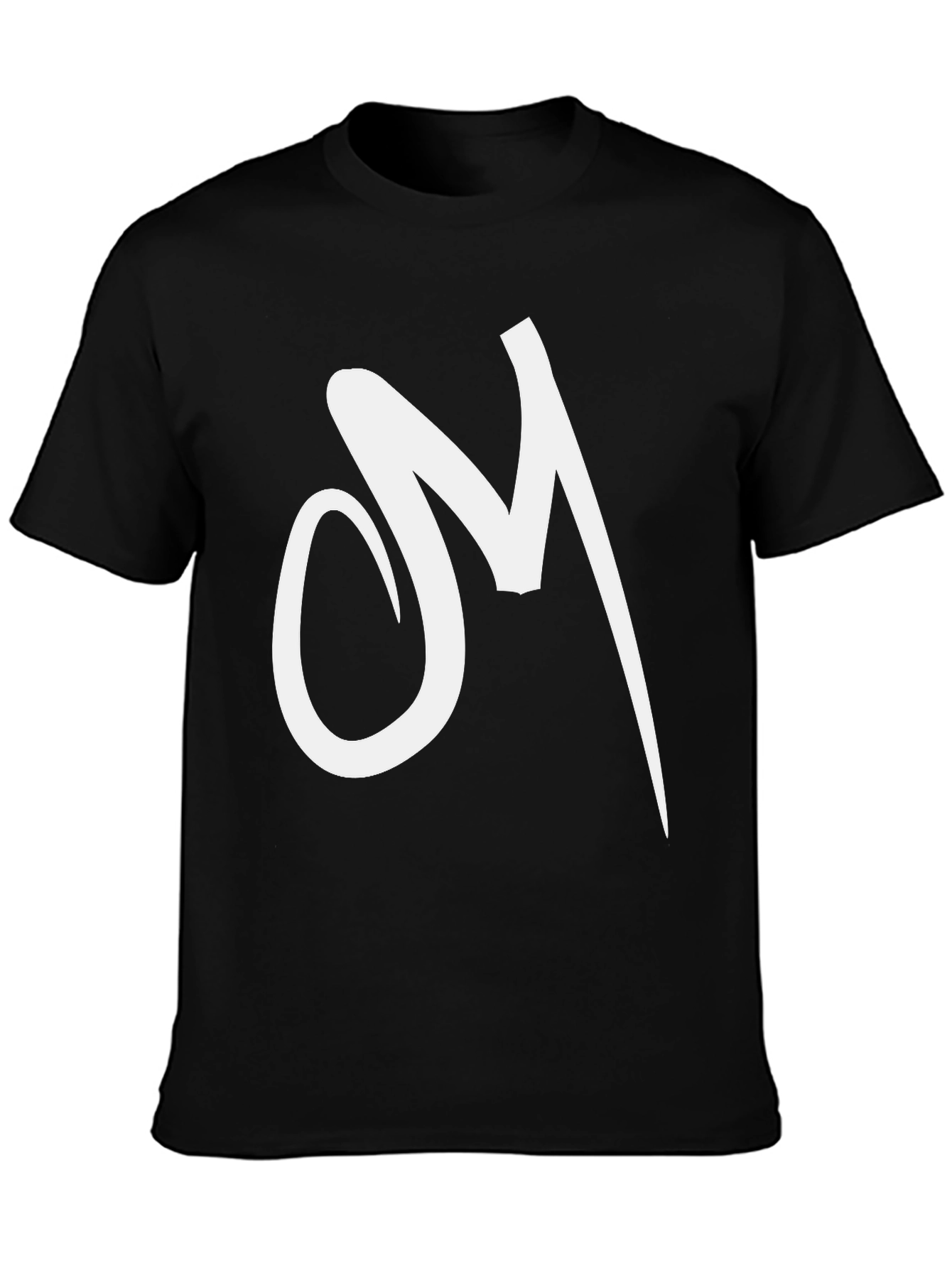 Black Tee with White Abstract Letter Graphic