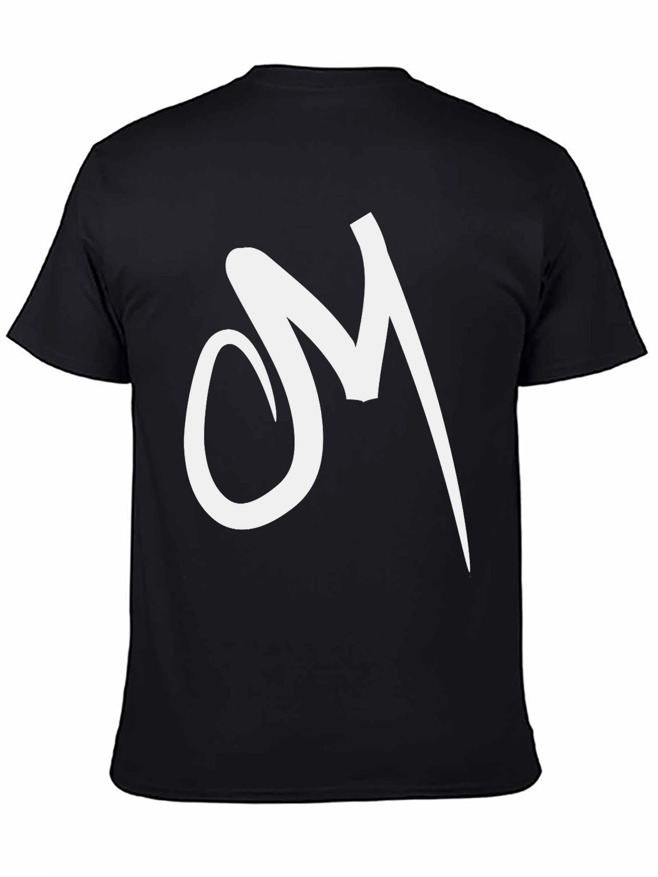 Black Tee with White Abstract Letter Graphic
