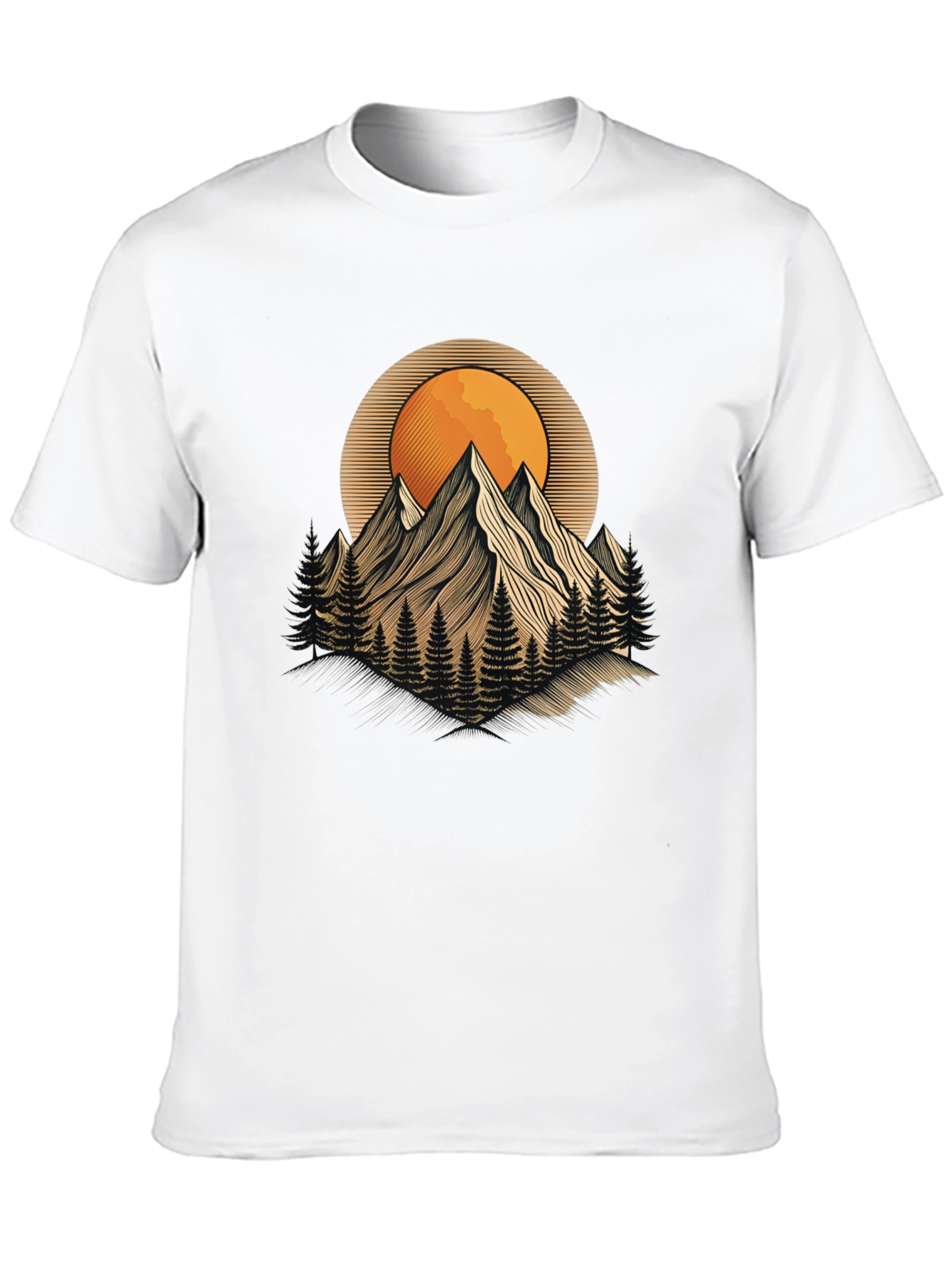 Mountain Sunset Graphic Tee - Nature Inspired Black T-Shirt
