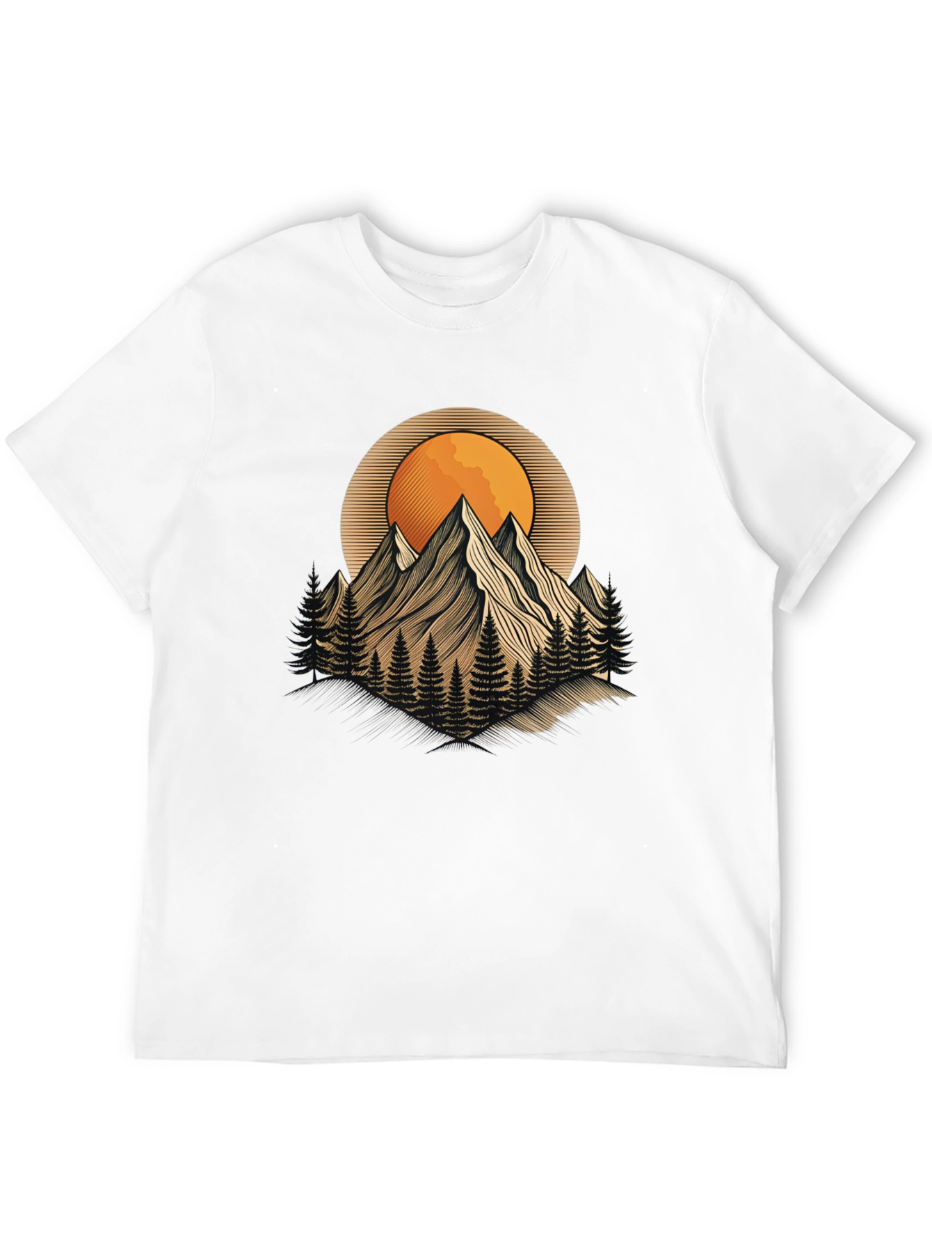 Mountain Sunset Graphic Tee - Nature Inspired Black T-Shirt