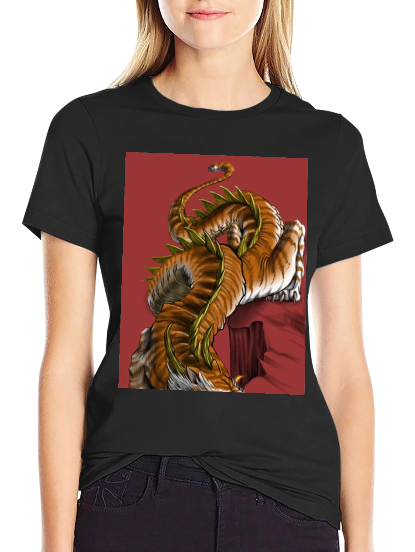 Tiger Dragon Graphic Black T-Shirt