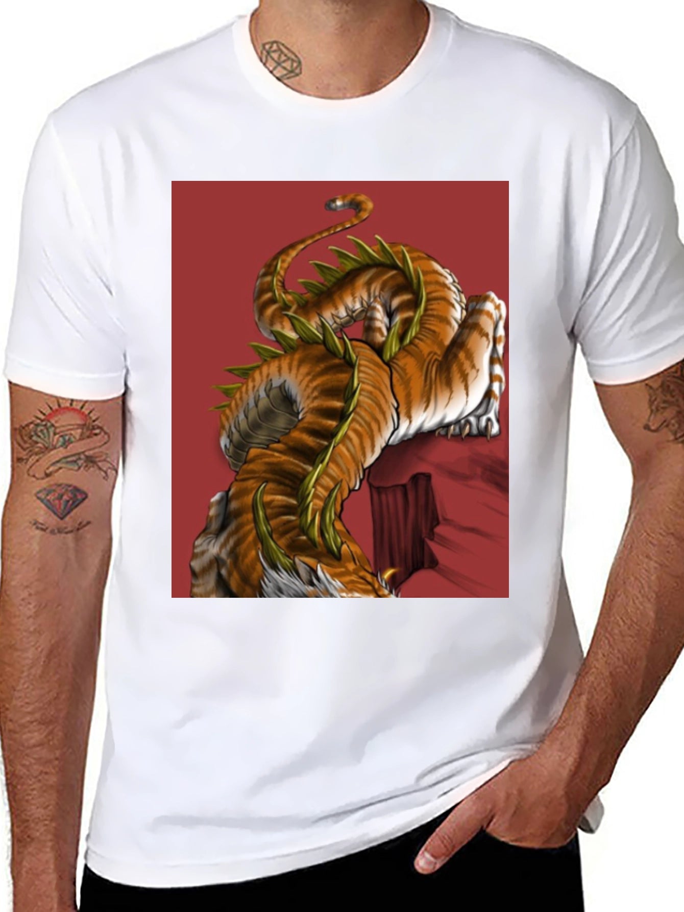 Tiger Dragon Graphic Black T-Shirt