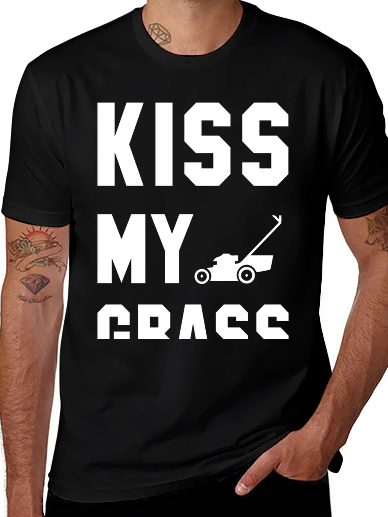 Kiss My Grass T-Shirt - Funny Lawn Mowing Tee
