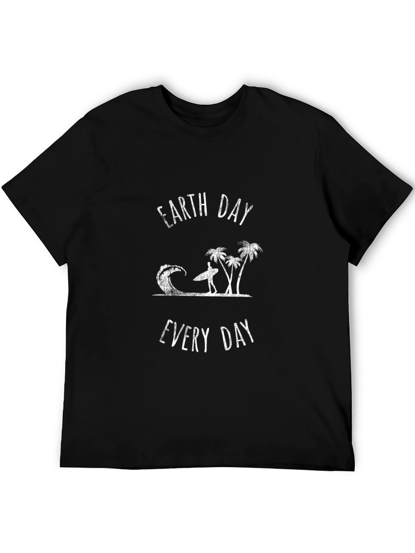 Earth Day Every Day Black T-Shirt Surfer