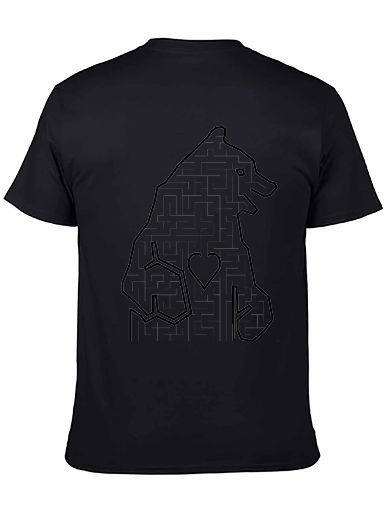 Bear Maze Graphic Black T-Shirt