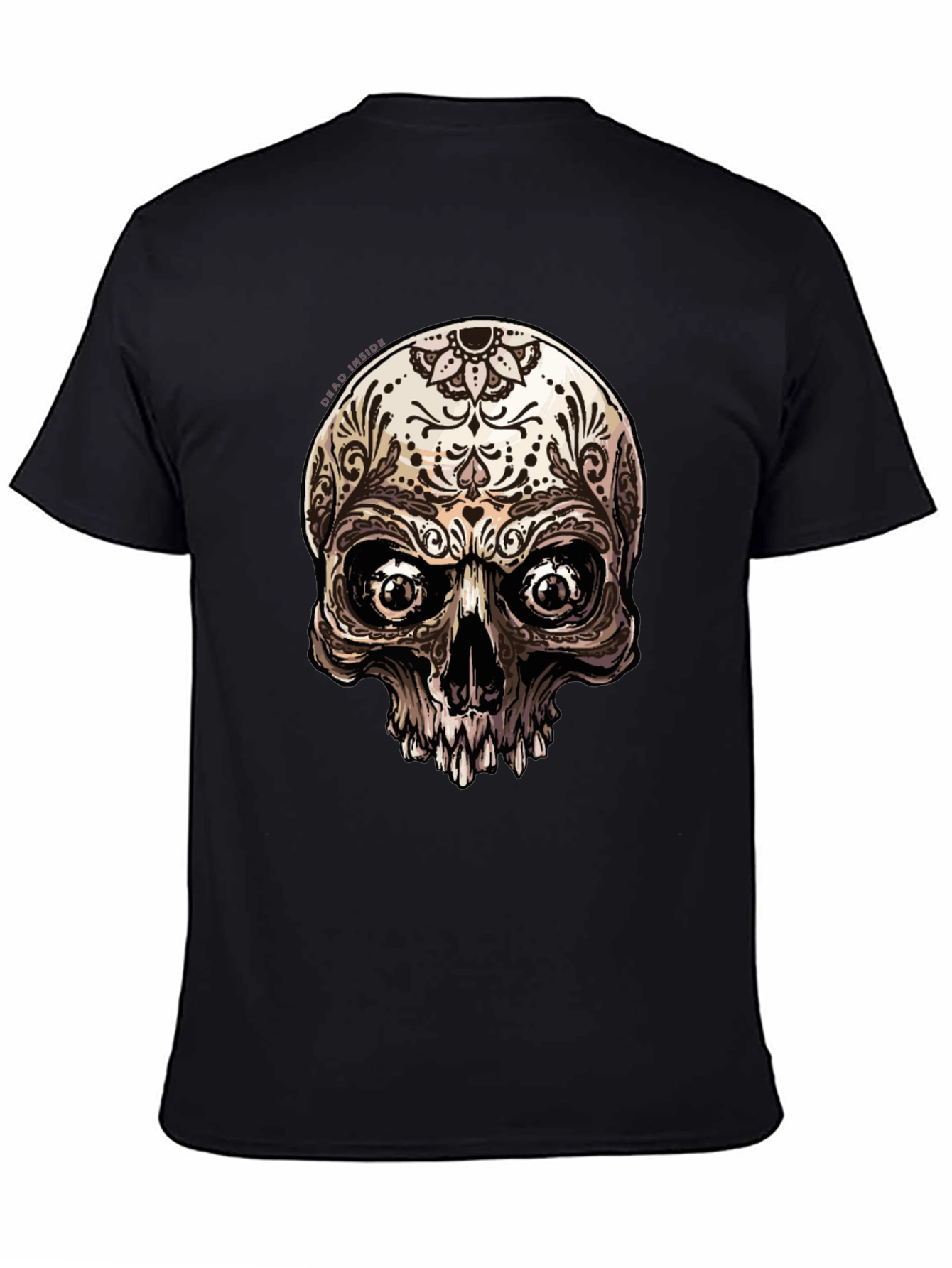 Sugar Skull Graphic Print Black T-Shirt