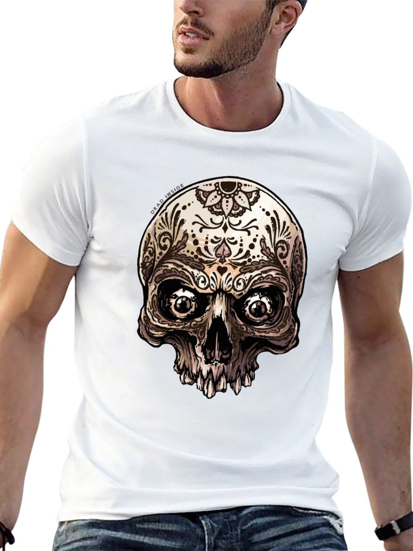Sugar Skull Graphic Print Black T-Shirt