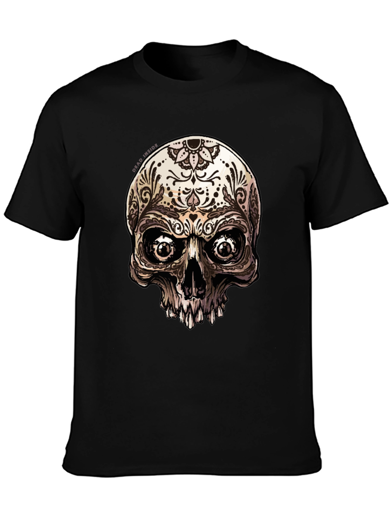 Sugar Skull Graphic Print Black T-Shirt